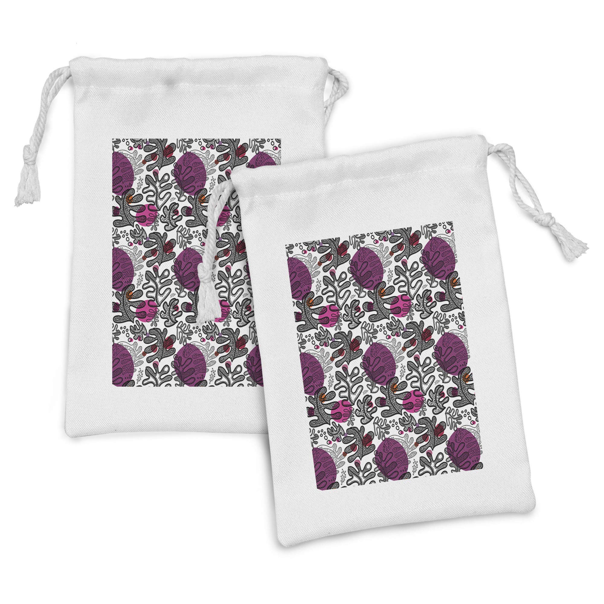 Ambesonne Hipster Fabric Pouch Set of 2 - Abstract Scandinavian Style Drawstring Bags with Colorful Asymmetric Shapes, Circles & Dots - 9