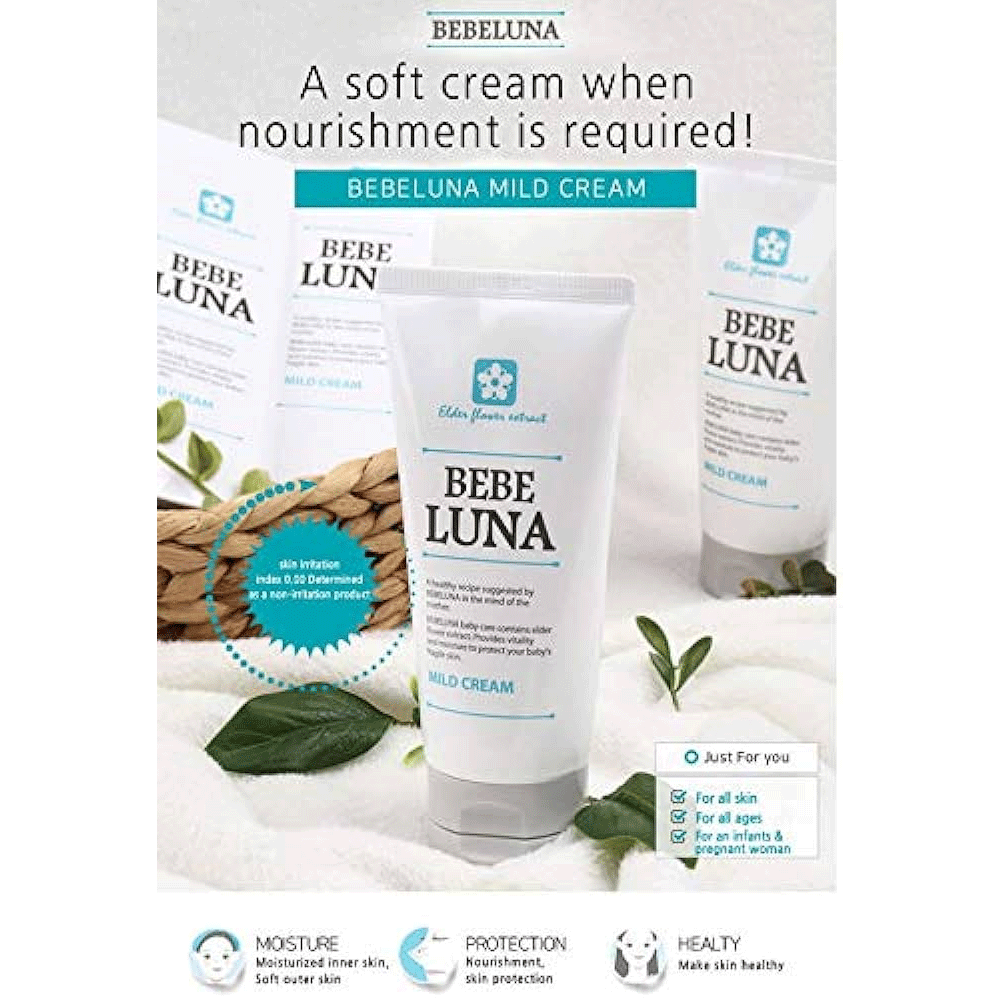 BEBELUNA Mild Cream 160g - Gentle Moisturizing Face Cream for Sensitive Skin | Daily Hydration & Soothing Care for Dry Skin - Perfect for Morning & Night Skincare Routine