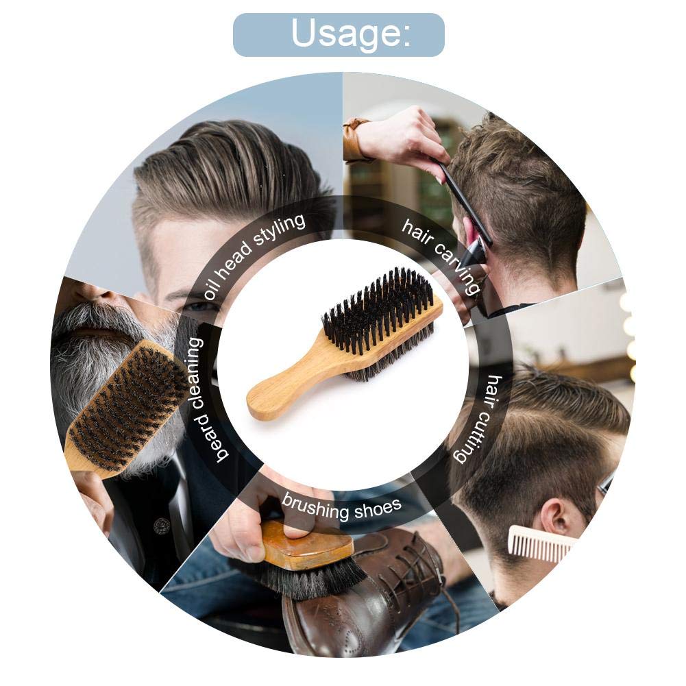 Premium Double Sided Beard Brush for Men - Wooden Handle Mustache Comb with Nylon & Bristle - Perfect for Beard Care, Grooming & Styling - Ideal for Home, Travel & Professional Barbershop Use