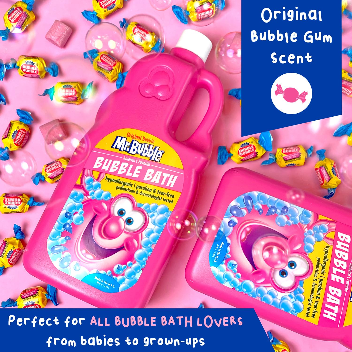 Mr. Bubble Original Bubble Bath - Hypoallergenic & Tear-Free Bubble Bath Solution for Kids, Toddlers & Adults | Long-Lasting Bubbles | Pack of 2 (36 fl oz Each) | Perfect for Bath Time Fun, Relaxation & Family Bonding