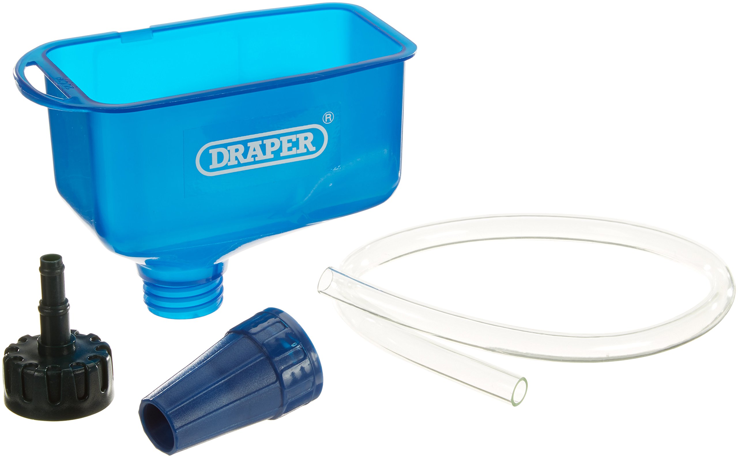 **Draper Engine Oil Fuel Funnel with Flexible Hose – Wide Mouth Large Automotive Funnel for Cars, Trucks, Motorcycles | Blue (26327) | Ideal for Oil Changes, Fluid Transfers & DIY Maintenance**