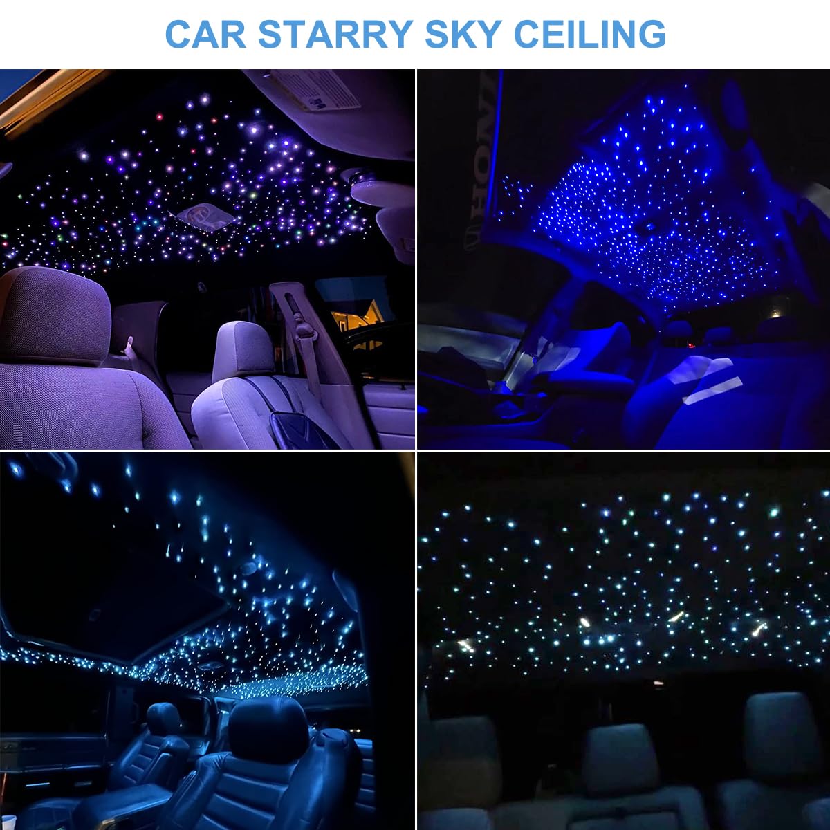 APLOS 16W Fiber Optic Starlight Headliner Kit - Twinkle & Meteor Effects, RGBW Sound Activated LED Lights with Bluetooth APP & Remote Control (0.75mm, 6.5ft/2m, 500pcs) for Car Ceiling, Bedroom & Home Decoration - Perfect for Parties, Relaxation & Mood Lighting