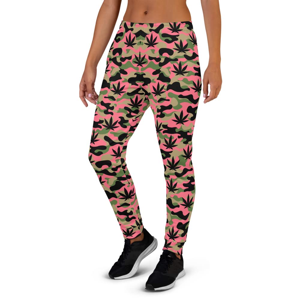 Skyvora Camo Joggers for Women - Pink & Green Camouflage Athletic Pants | Comfortable Workout Joggers for Running, Yoga & Lounge Wear