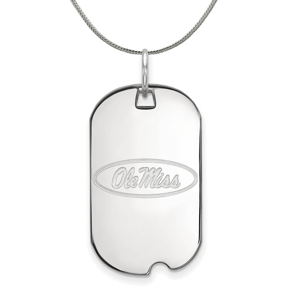 Sterling Silver Ole Miss Dog Tag Necklace for Graduation Gifts