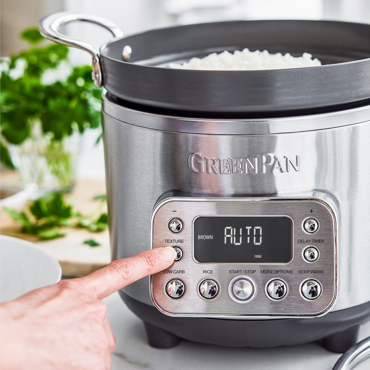 Premium 10-Cup Low Carb Rice Cooker - Stainless Steel Multi-Cooker for Healthy Grains & Rice | Perfect for Keto, Paleo & Diabetic Diets | Ideal for Home, Office & Meal Prep