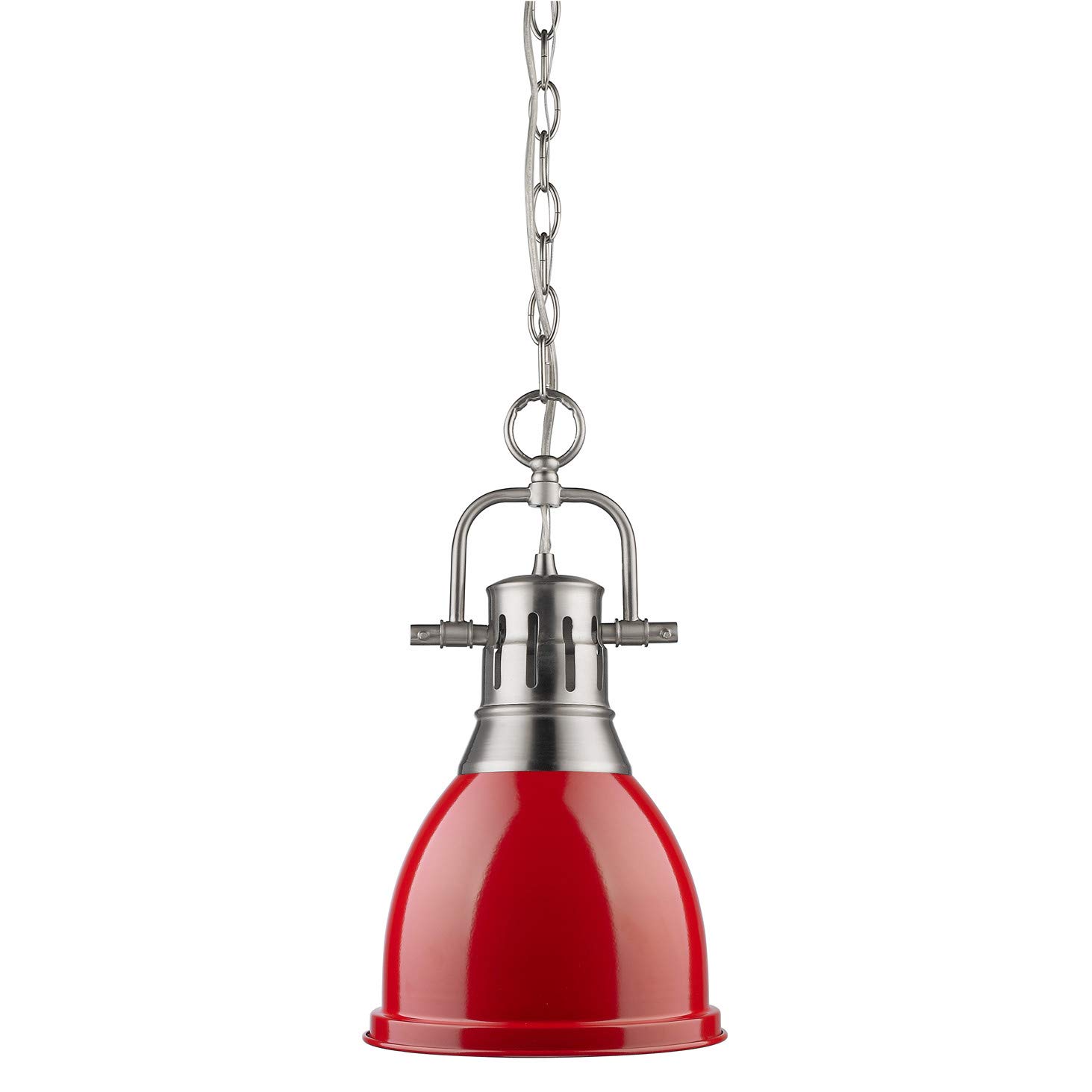 Golden 3602-S Mini Pendant Light with Pewter Shade & Finish - Modern Kitchen Island Lighting, Dining Room Ceiling Fixture for Home Decor