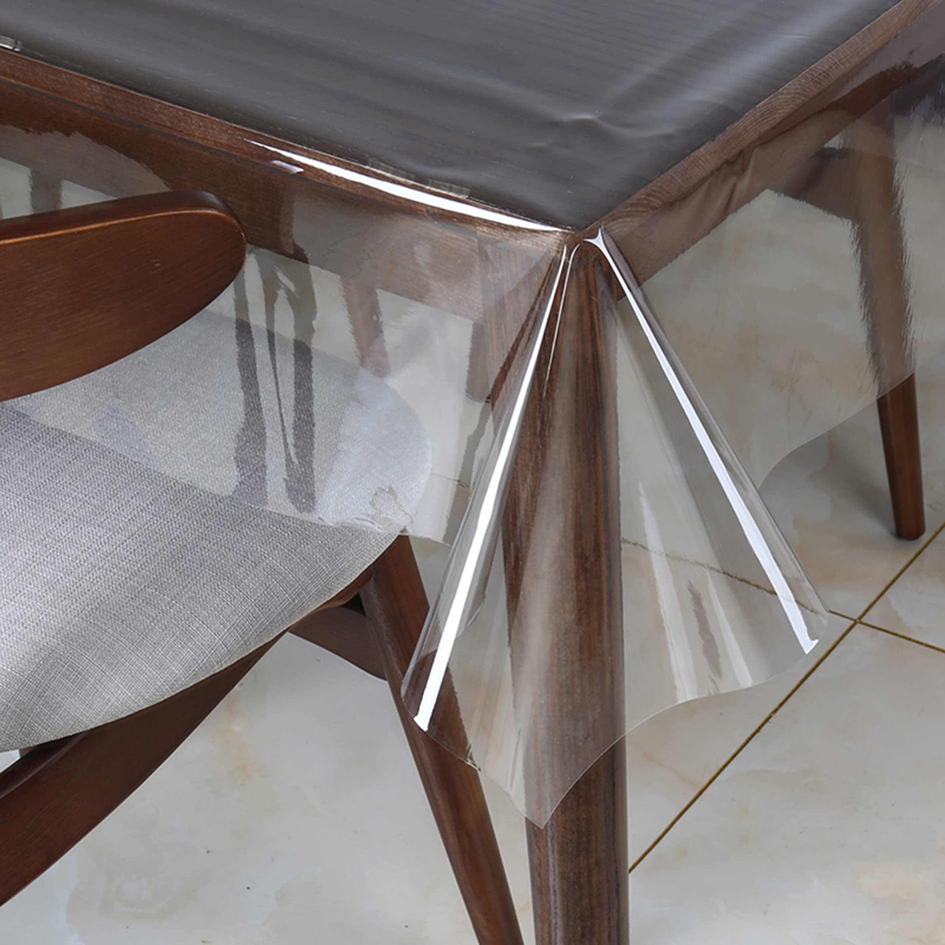 Clear PVC Plastic Waterproof Table Protector - Wipeable Vinyl Table Cover for Dining, Living Room, Coffee Tables & Desks | Rectangle Table Mat Pad for Spill Protection & Easy Cleaning | Perfect for Family Meals, Office Use & Party Decor