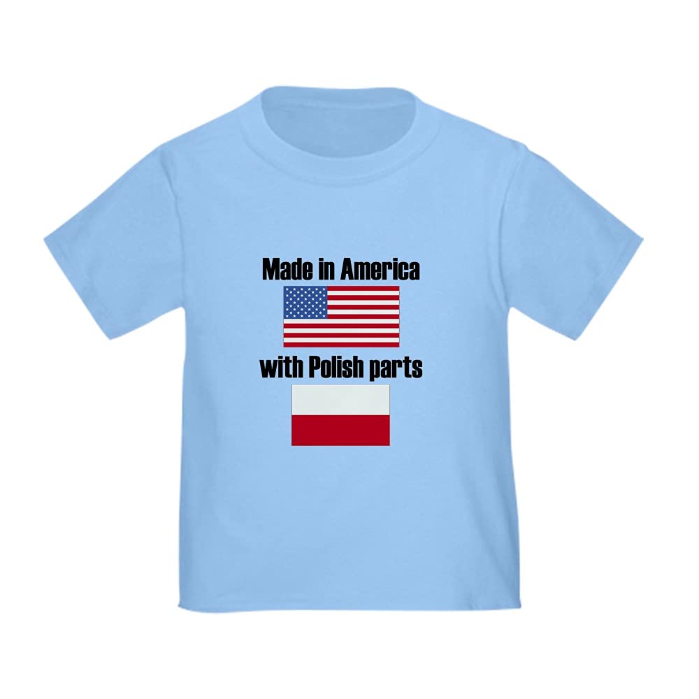 Made in America with Polish Parts Toddler T-Shirt - Soft Cotton Kids Tee for Boys & Girls - Perfect for Playdates, Holidays & Family Photos