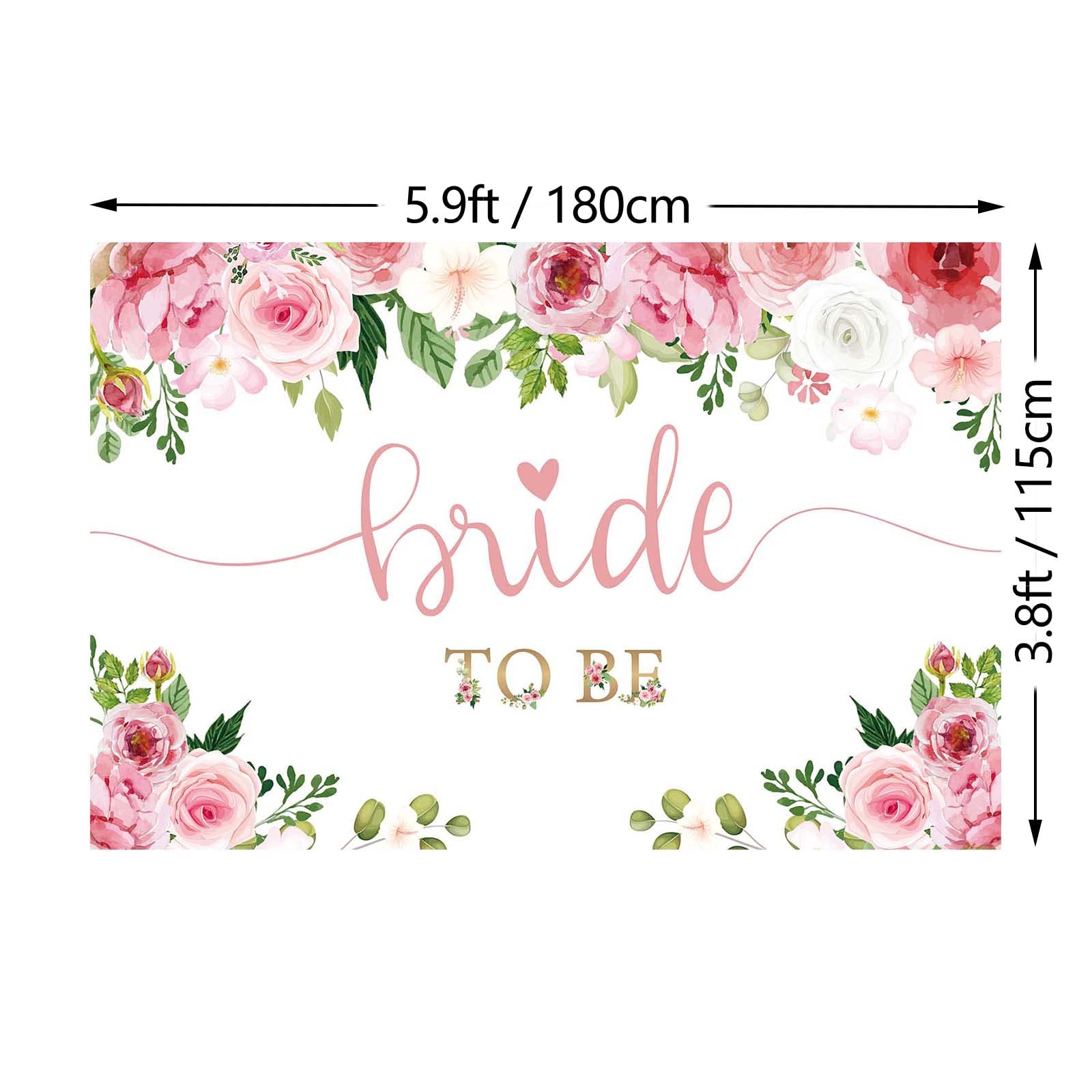 Floral Wedding Banner Backdrop - 6x4ft Pink Bridal Shower Decor for Engagement, Bachelorette Party & Wedding Reception - Perfect for Photo Booth, Dessert Table & Venue Decoration