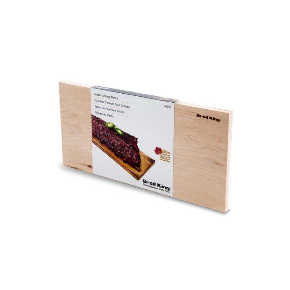 Broil King Premium Maple Wood Grilling Planks - 2 Pack (63290) - Perfect for BBQ, Smoking Salmon & Enhancing Flavor on Gas or Charcoal Grills
