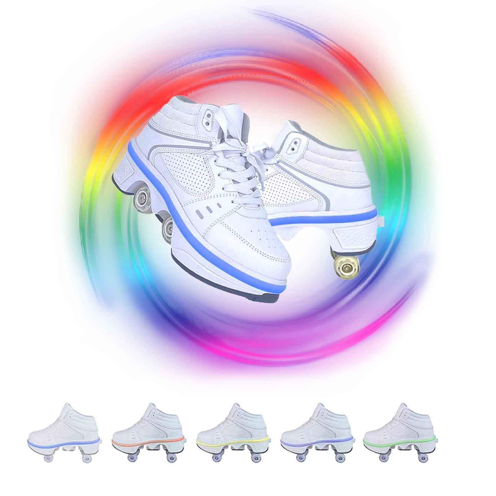 Fashiums Deformation Roller Shoes - Automatic Walking Skates for Adults & Kids with Double-Row Invisible Wheels | Men's & Women's Stylish Skating Shoes for Outdoor Fun, Commuting & Fitness