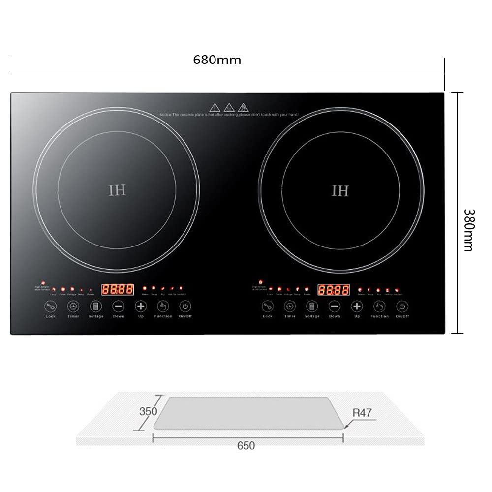 110V 2400W Portable Induction Cooktop - Dual Burner Electric Stove with Digital Ceramic Black Crystal Panel - 1200W x 2 Countertop Induction Cooker for Home Kitchen, Camping & Outdoor Cooking