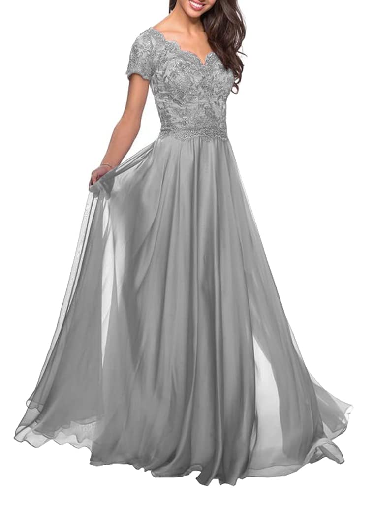 Elegant Pleated V-Neck Chiffon Mother of The Bride Dress - Formal Evening Gown for Weddings, Parties & Special Occasions