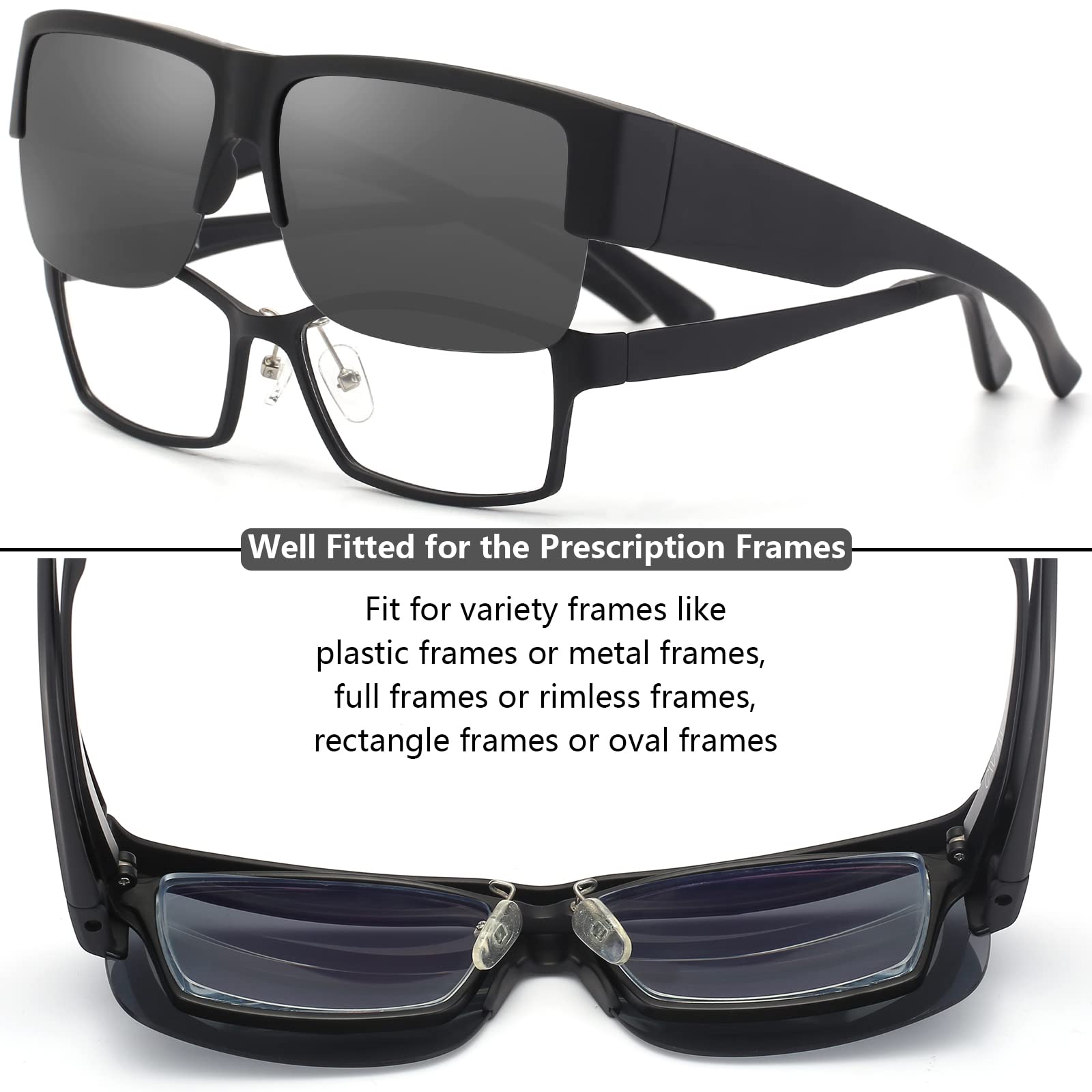 CAXMAN Polarized Fit Over Glasses for Men & Women - 100% UV Protection Sunglasses with Wraparound Design | Perfect for Driving, Fishing & Outdoor Activities