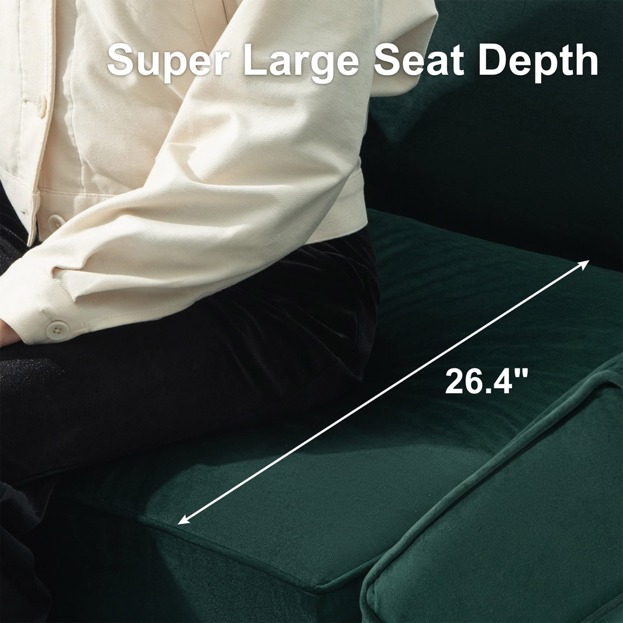 Belffin Modular Sectional Sofa with Reversible Double Chaises - Velvet L-Shaped Convertible Couch with Storage in Green | Perfect for Living Room, Family Room & Small Spaces