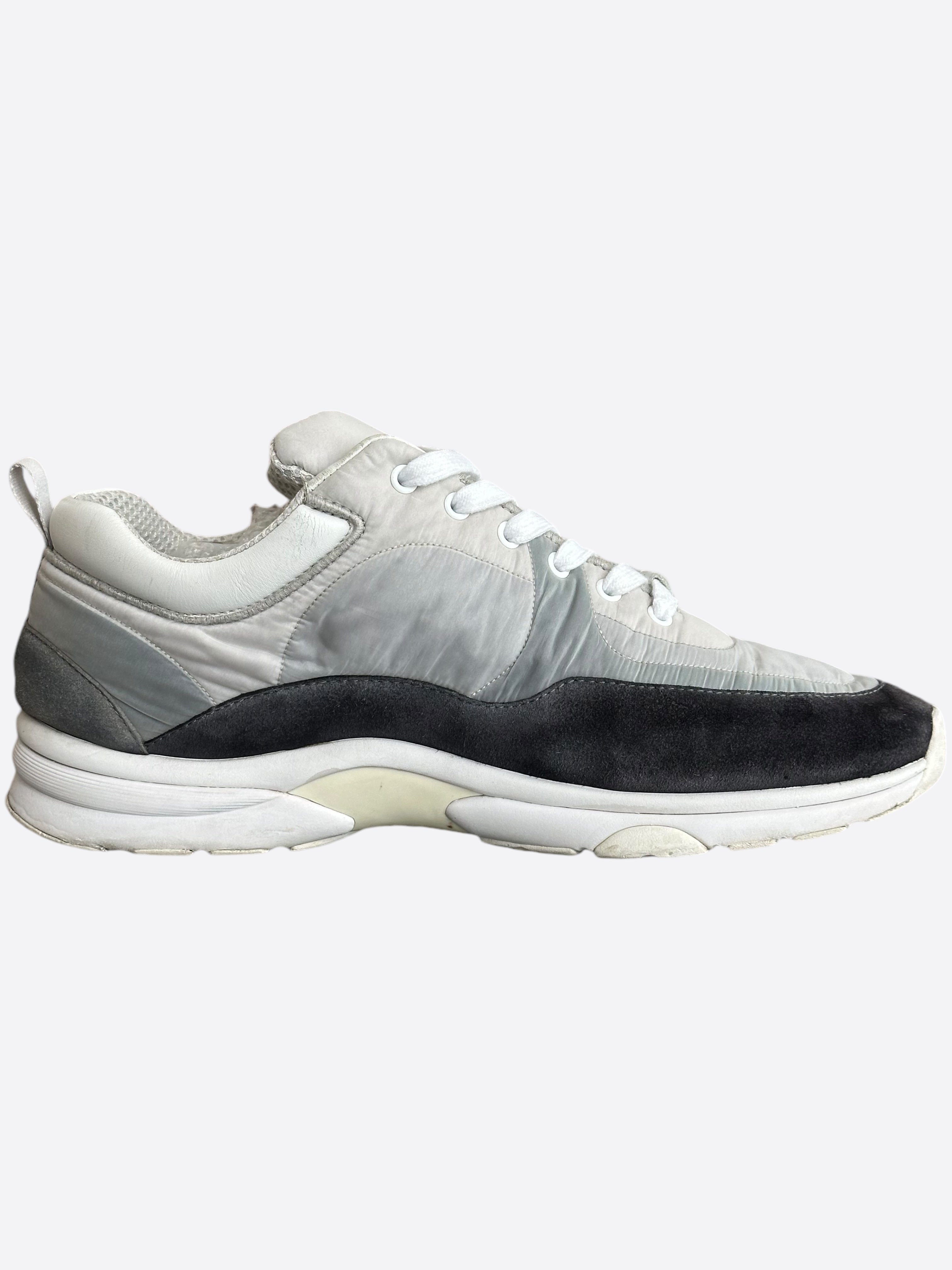 Chanel Grey & Black CC Logo Sneakers for Women - Luxury Designer Casual Shoes for Everyday Wear & Fashion Outfits