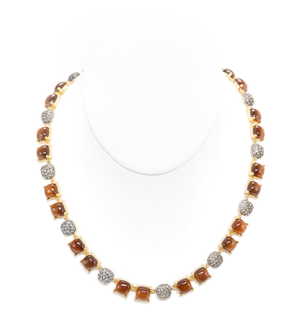 Exquisite Koa Pave Square Necklace - Elegant Gold Plated Jewelry for Women | Perfect for Weddings, Parties & Everyday Wear | MJHC35708