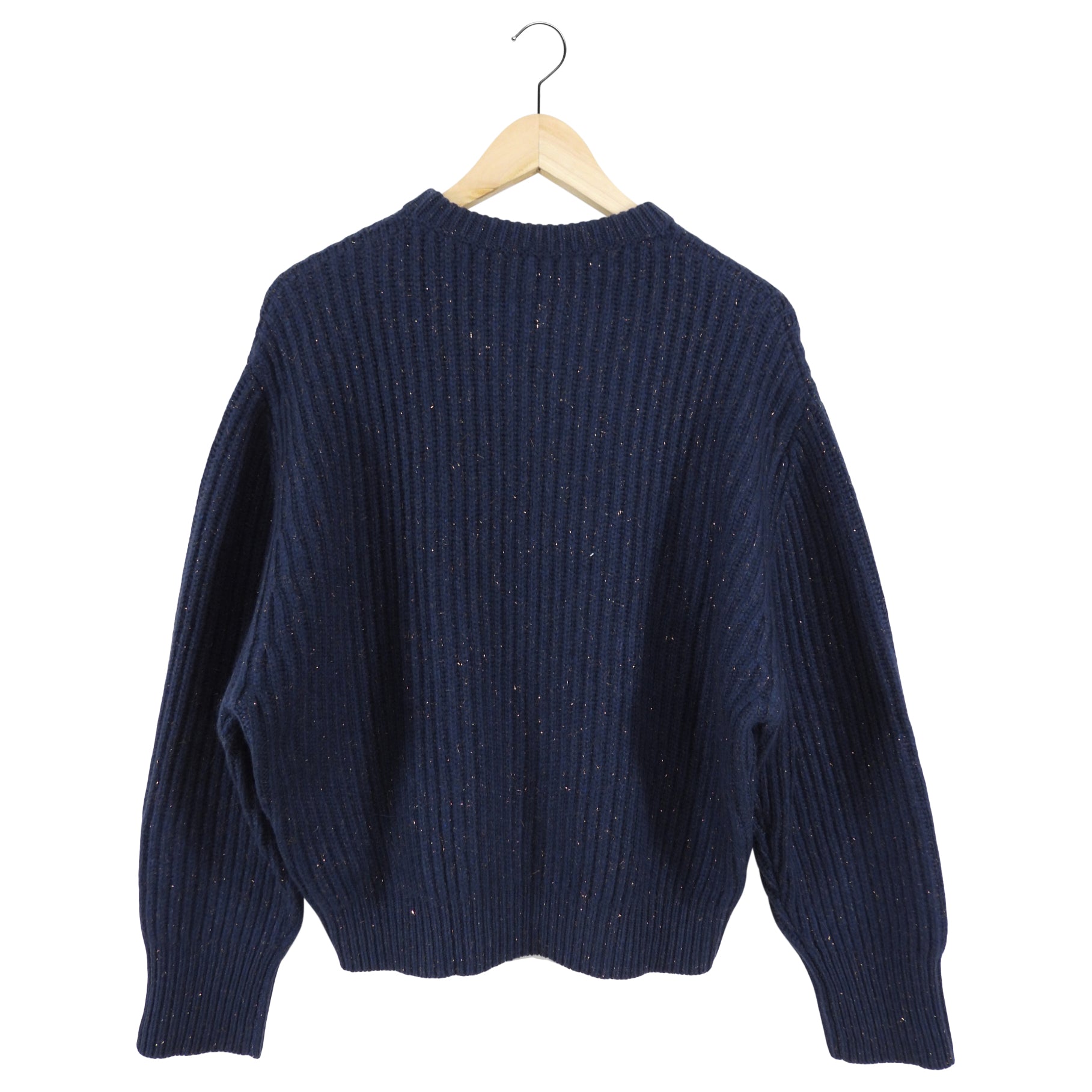Brunello Cucinelli Navy Metallic Fleck Cashmere Pullover Sweater for Men - Luxury Italian Cashmere Knitwear for Winter & Fall - Perfect for Office, Travel & Special Occasions