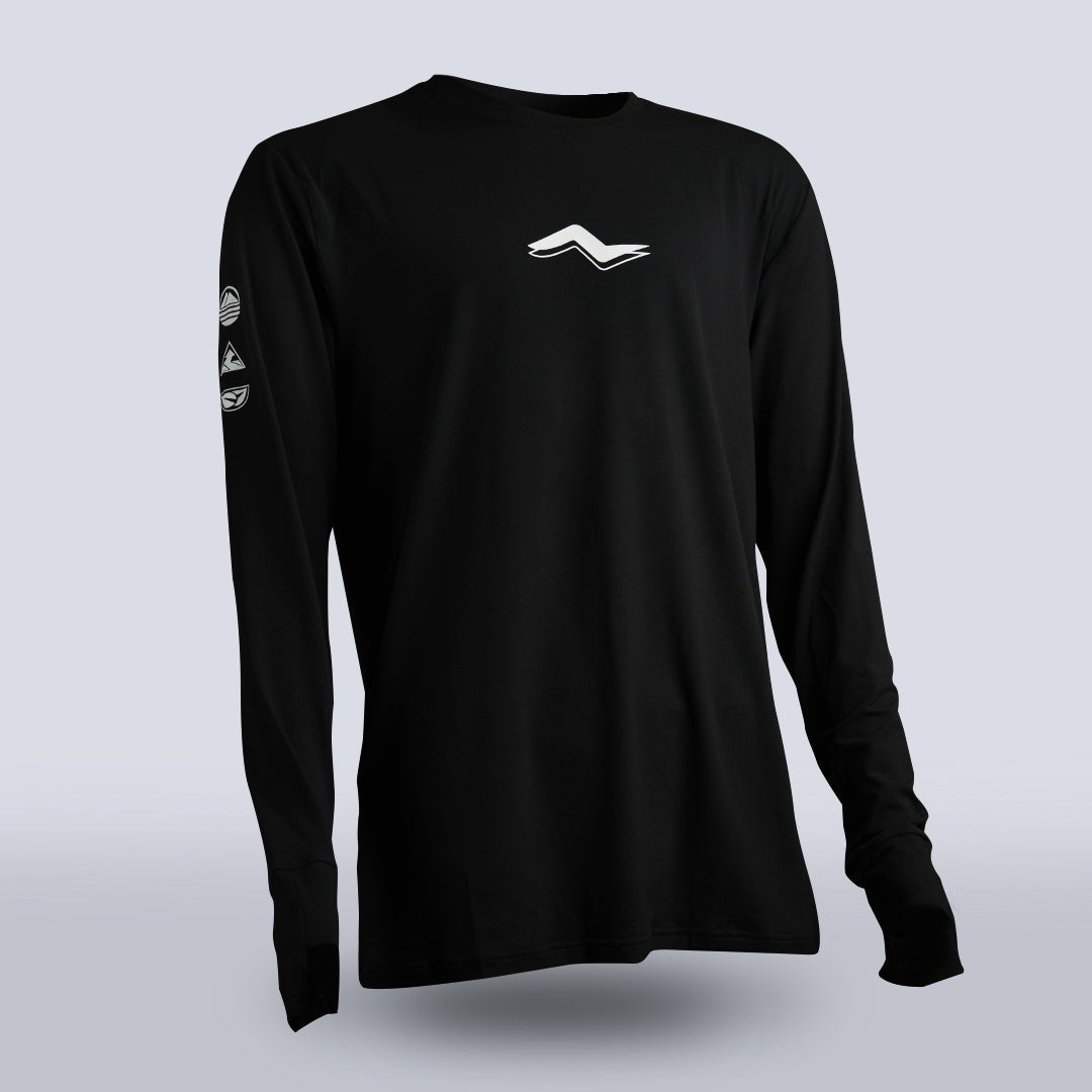 Men's Tarkine Long Sleeve Ultra Eco Run Tee - Sustainable Running Shirt for Men (Black, Standard Thickness) | Perfect for Trail Running, Hiking & Outdoor Workouts