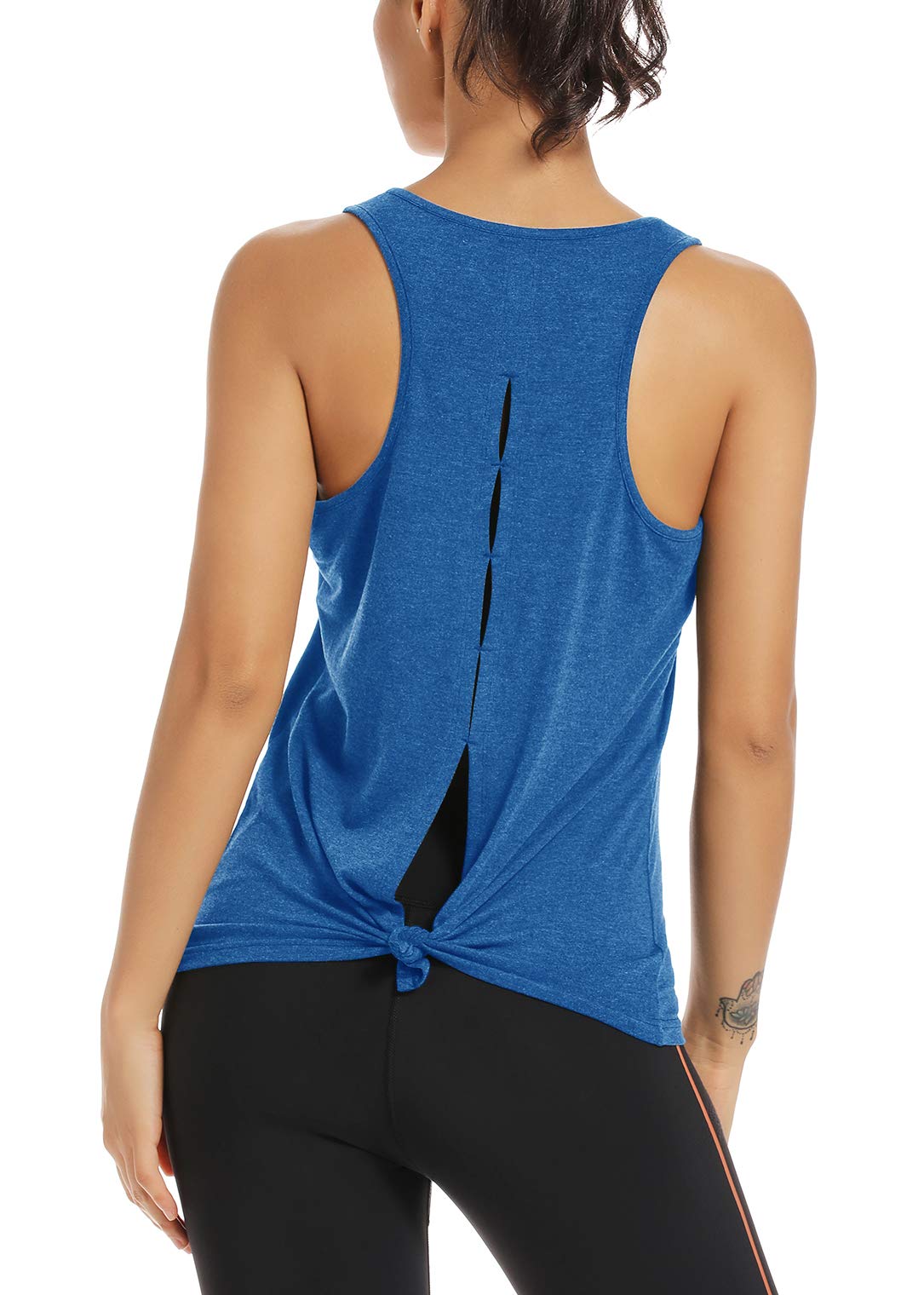 Muzniuer Women's Yoga Workout Tops - Cute Open Back Running Gym Activewear Sports Shirt for Women | Perfect for Yoga, Running, Gym & Fitness Training
