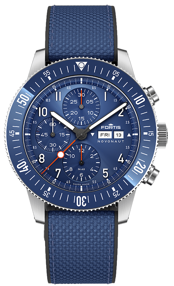 Fortis Novonaut N 42 Cobalt Blue Dive Watch - Professional Waterproof Diving Watch for Men - Perfect for Scuba Diving, Snorkeling & Water Sports
