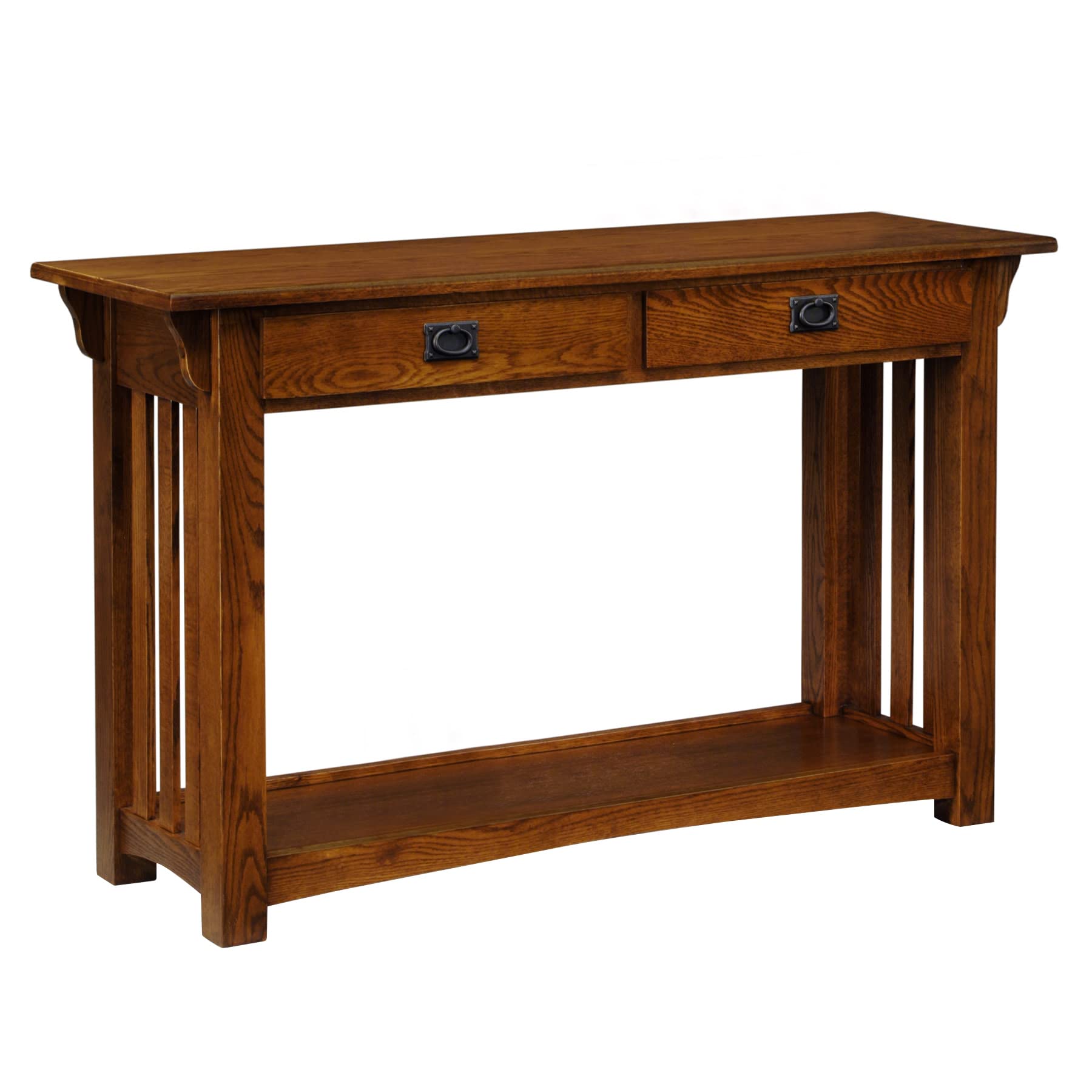 Leick Home 8233 Solid Wood Mission Console Table - Entryway Sofa Table for Living Room, Hallway, Office & Bedroom - Medium Oak Finish - Perfect for Home Decor, Small Space Organization & Farmhouse Style Interiors