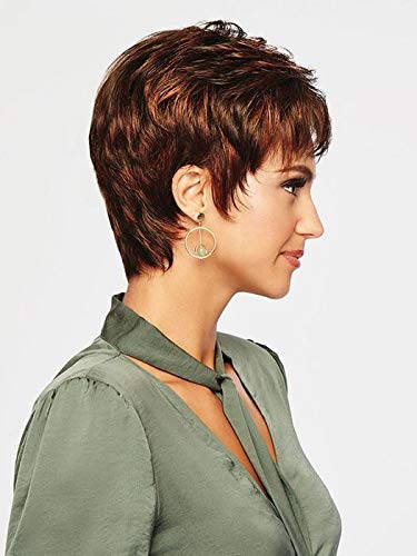 Raquel Welch Wigs Winner Avg Cap Short Pixie Wig - Chestnut Brown Synthetic Hair with Wispy Bangs & Tapered Neckline | Vibralite Fiber for Natural Look | Includes Comb & Hair Loss Booklet | Perfect for Daily Wear, Cosplay & Hair Loss Solutions