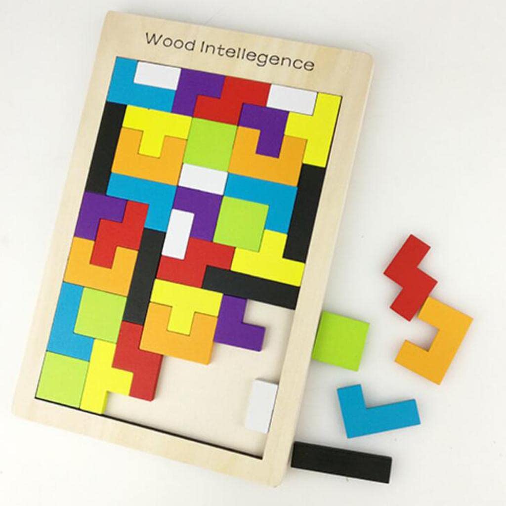 Enakshi Wooden Tetris Puzzle Game for Kids - Educational Tangram Toy for Preschool Learning, Handcrafted Wooden Blocks for Toddlers & Children | Perfect for Brain Development, STEM Learning & Creative Play