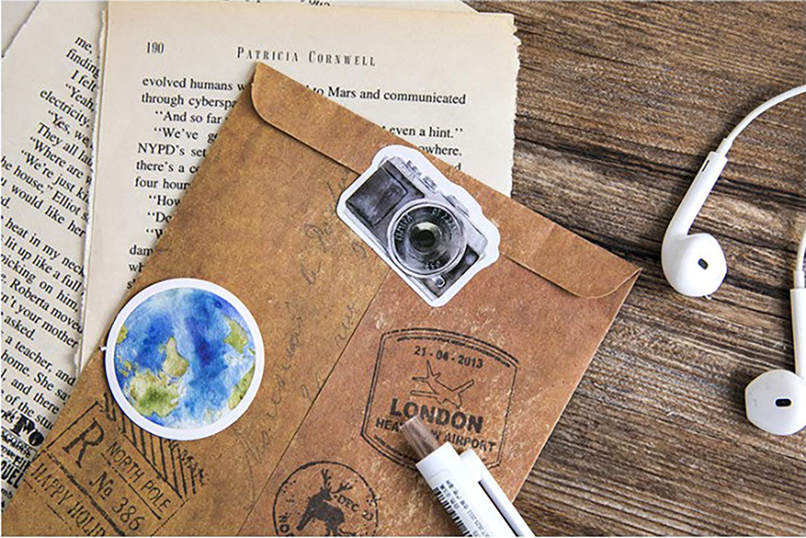 45pcs Mini Scrapbook Stickers Set - DIY Travel Decoration Stickers for Journals, Planners, Laptops, Suitcases & Notebooks | Perfect for Scrapbooking, Bullet Journaling & Travel Memories | Doraking Dimension 44mm