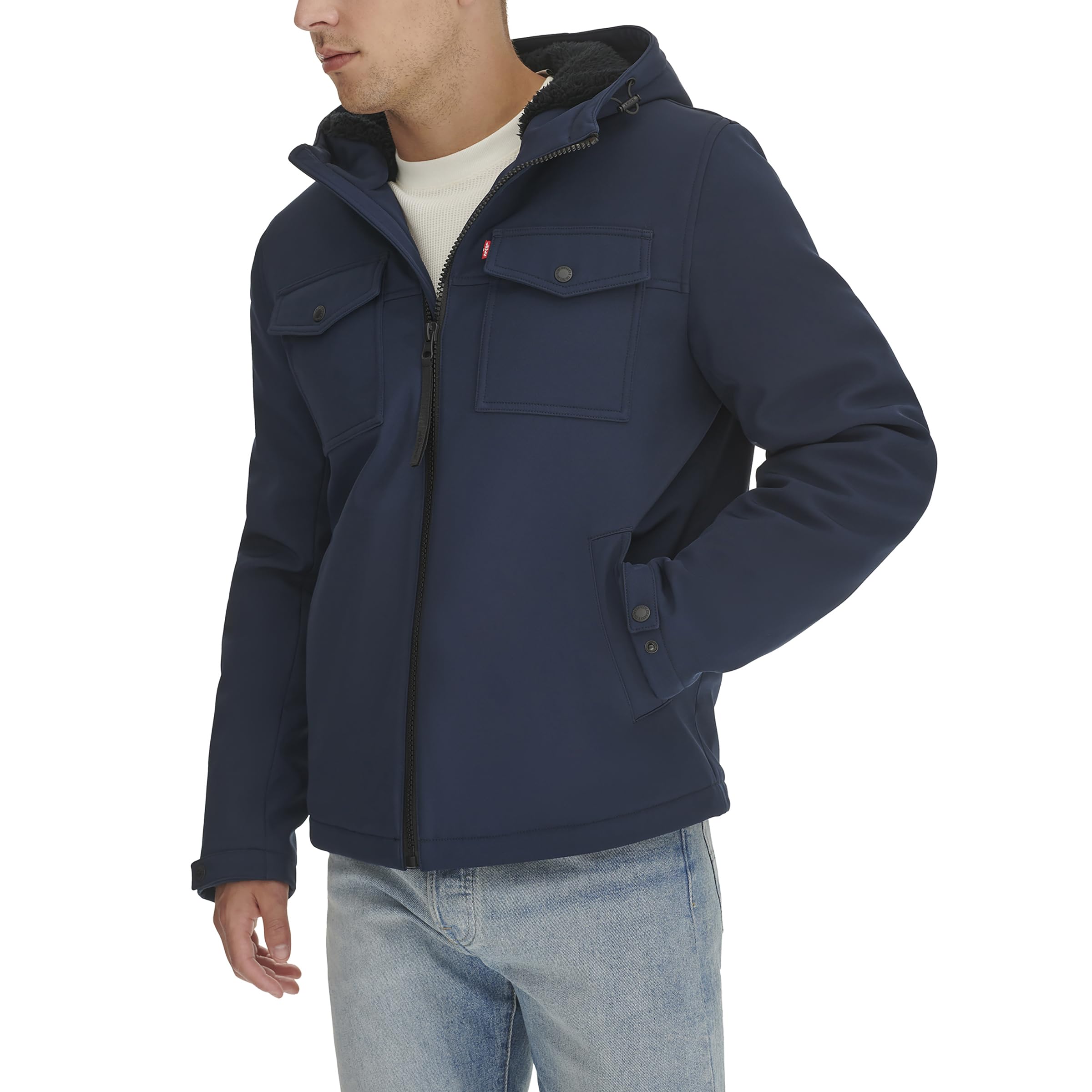 Levi's Men's Soft Shell Hooded Storm Coat - Waterproof Windbreaker Jacket for Outdoor Activities (Regular, Big & Tall Sizes) - Perfect for Hiking, Camping & Winter Wear