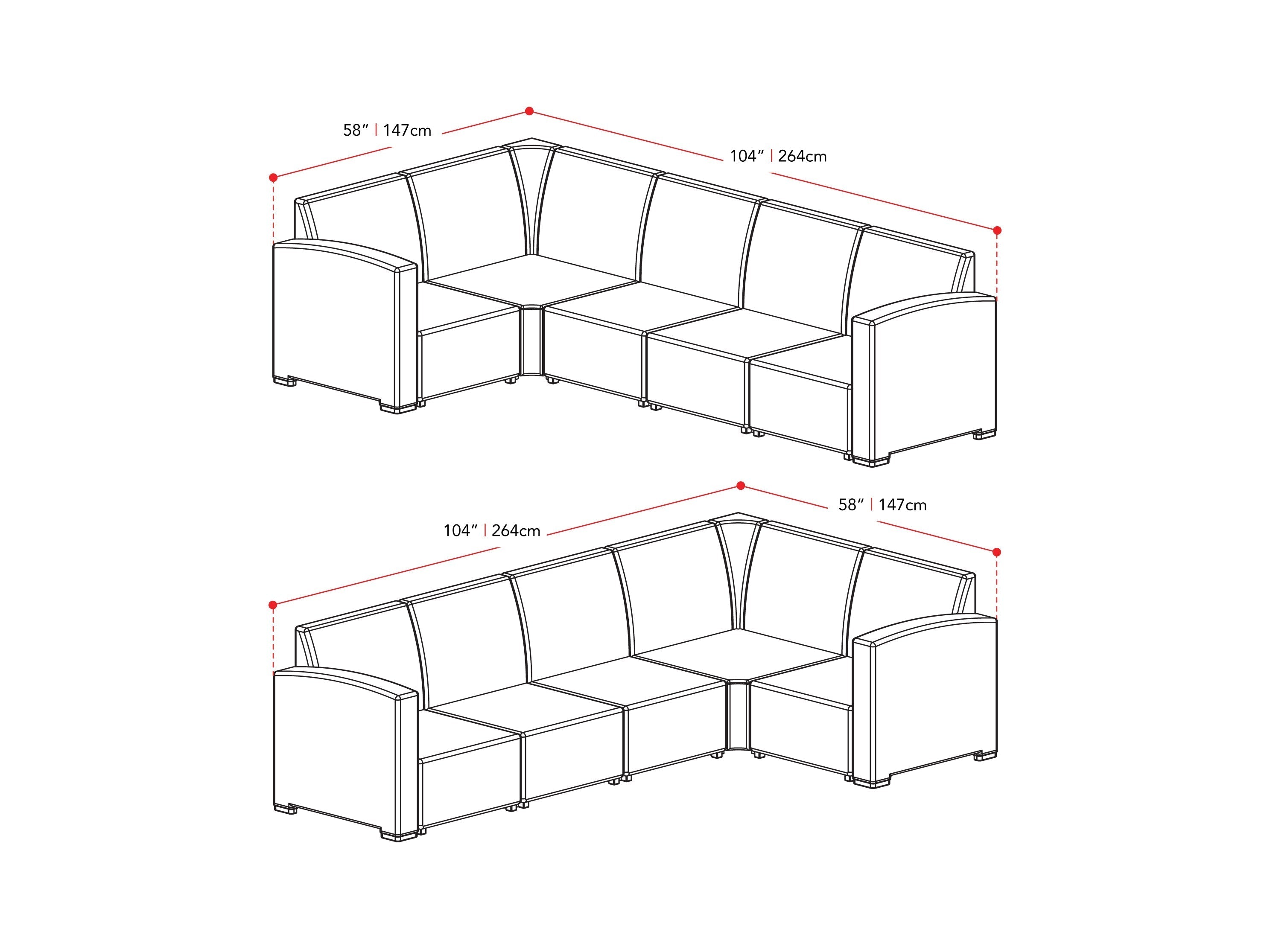 6-Piece Black and Blue Outdoor Wicker Sectional Sofa Set - Weather-Resistant Patio Furniture for Garden, Poolside & Backyard Relaxation