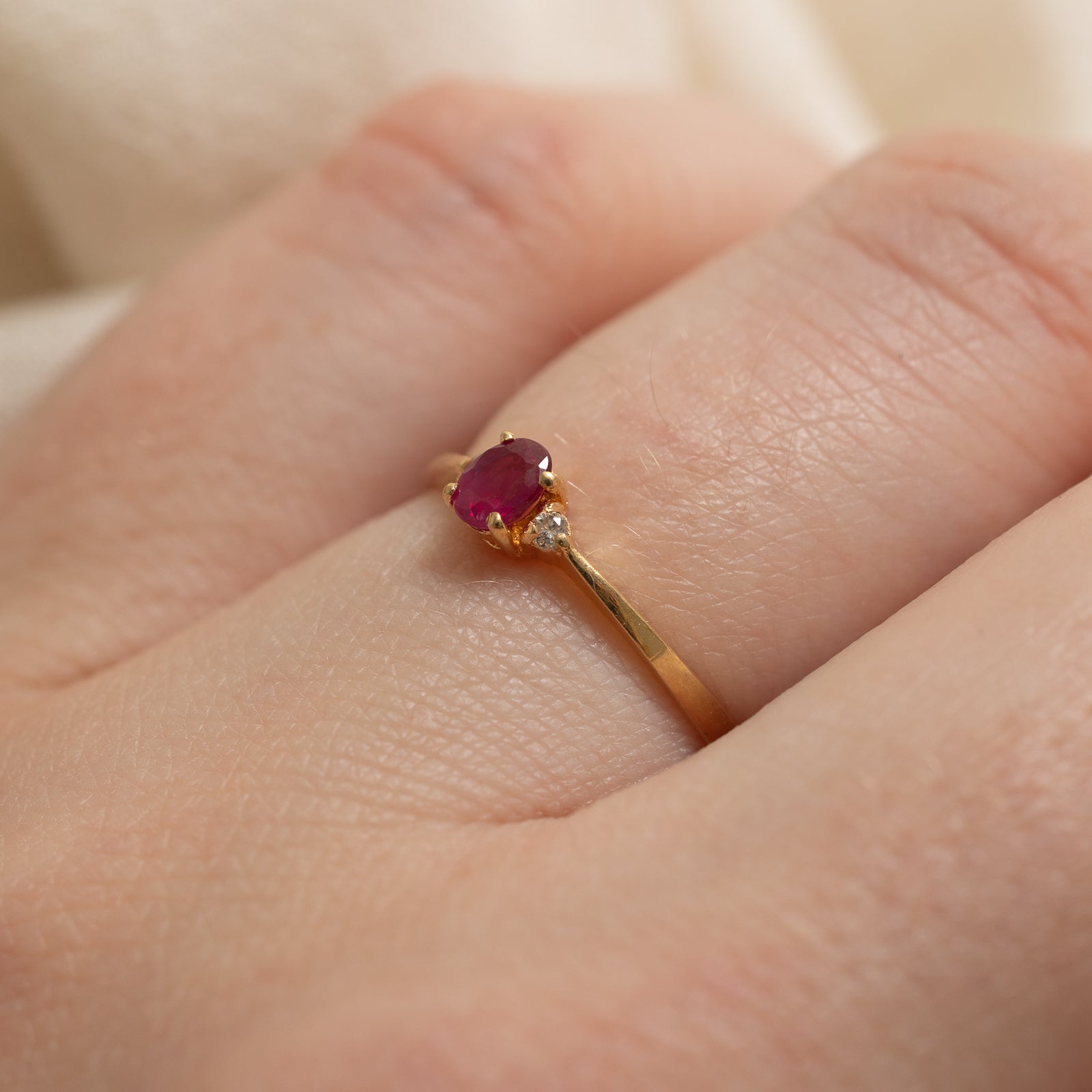 0.20ct Ruby & Diamond Ring | 0.03ctw | Size 5.25 | Elegant Women's Jewelry for Engagement, Anniversary & Special Occasions