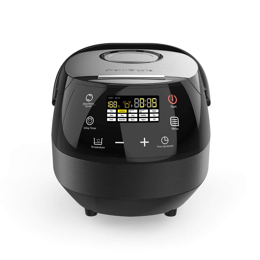 CleverChef 14-in-1 Multi Cooker - Stew, Roast, Slow Cook, Steam, Bake, Bread Maker, Rice & Soup Cooker (5-Portion Capacity, Charcoal Black) - Perfect for Family Dinners, Meal Prep & Healthy Cooking