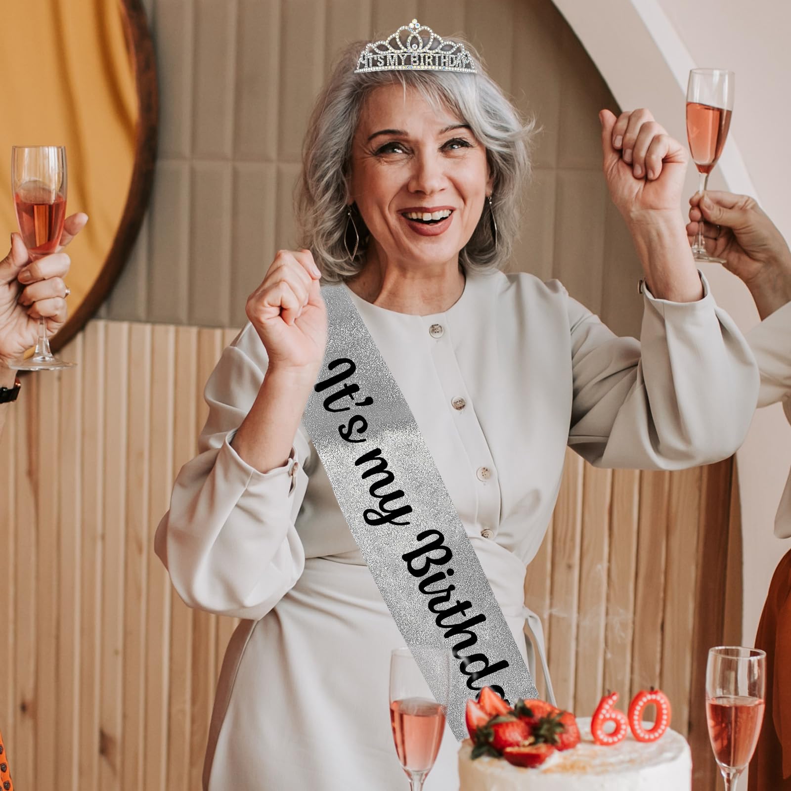 Sparkling Rhinestone Birthday Crown for Women - Elegant Birthday Tiara Headband with 