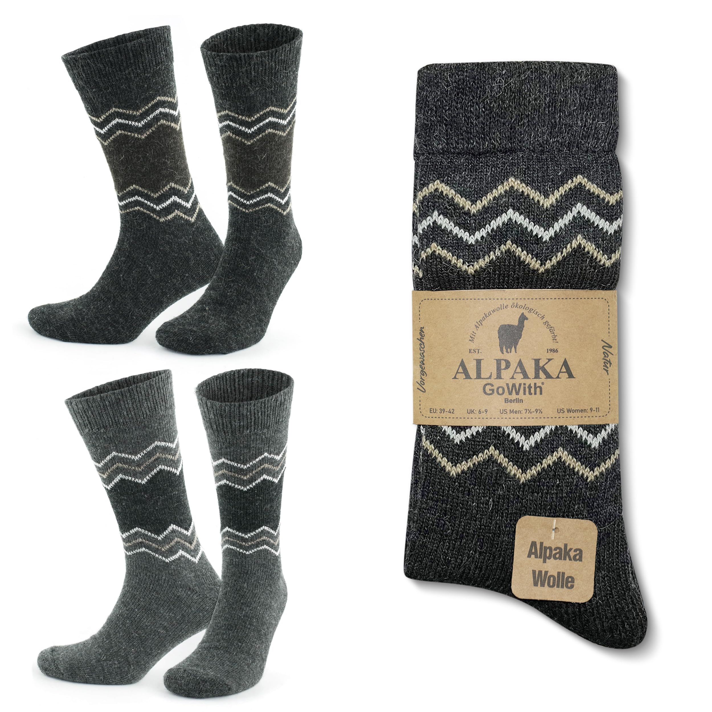 Premium Alpaca Wool Socks for Men & Women - Soft Alpaca-Merino Blend Thermal Crew Socks - Warm Winter Boot Socks for Hiking, Skiing & Outdoor Activities