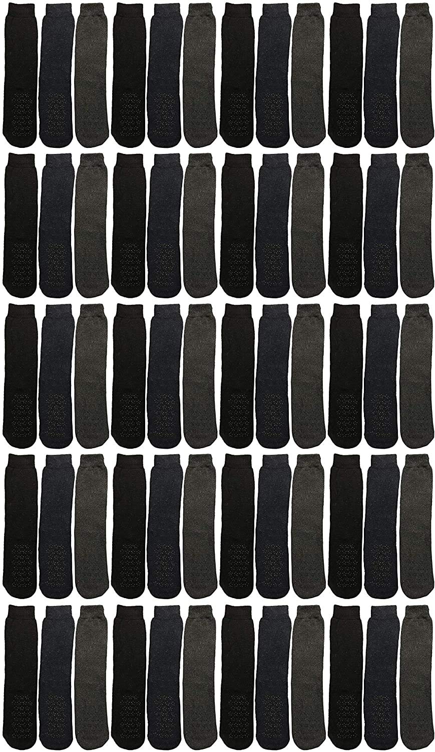 60 Pairs Non-Slip Men's Gripper Tube Socks - Bulk Wholesale Yacht & Smith Hospital Socks for Men - Perfect for Boating, Nursing, and Outdoor Activities
