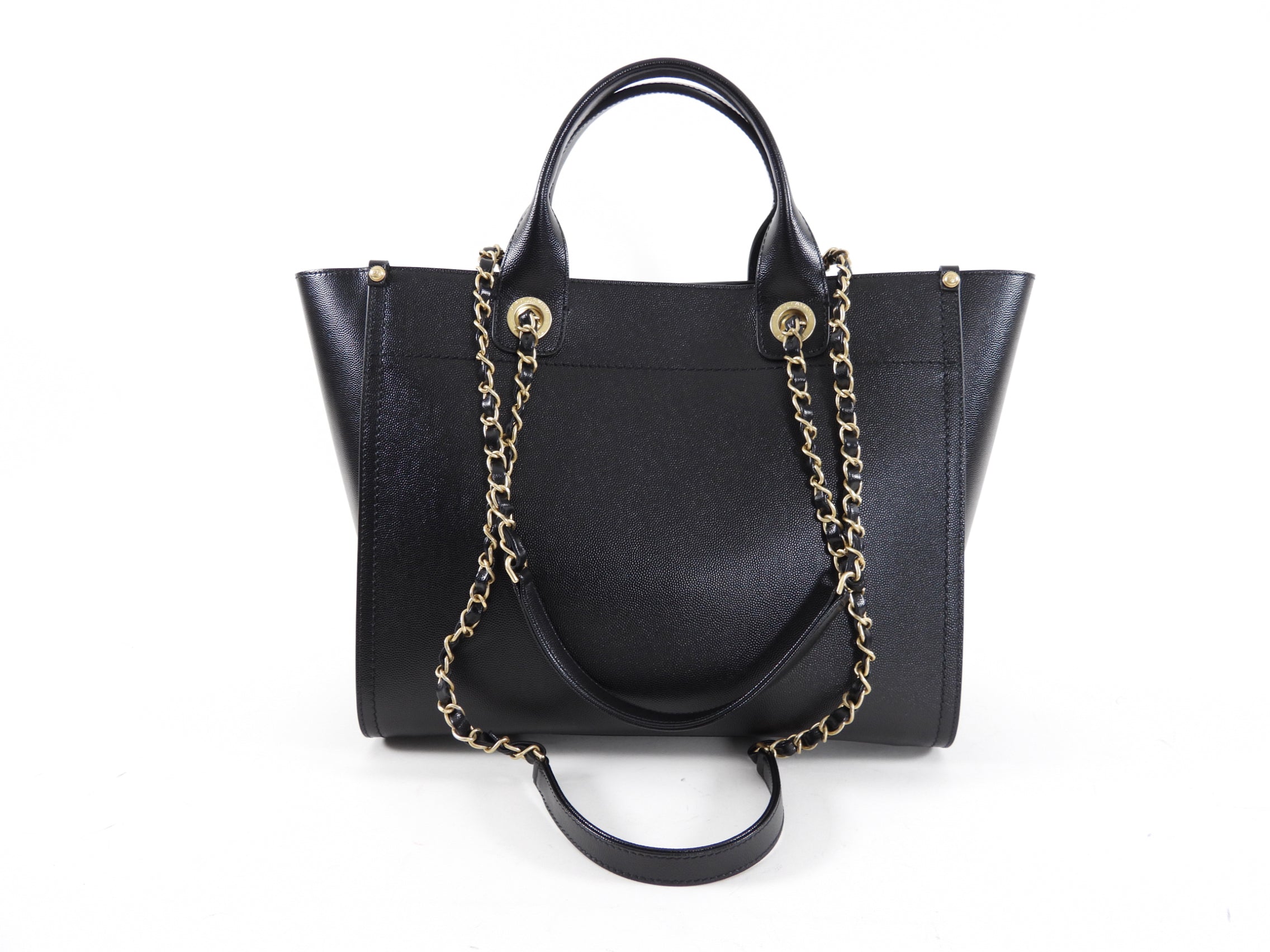 Chanel Black Caviar Leather Stud Deauville Tote Bag - Luxury Designer Handbag for Women, Perfect for Work, Travel & Everyday Use
