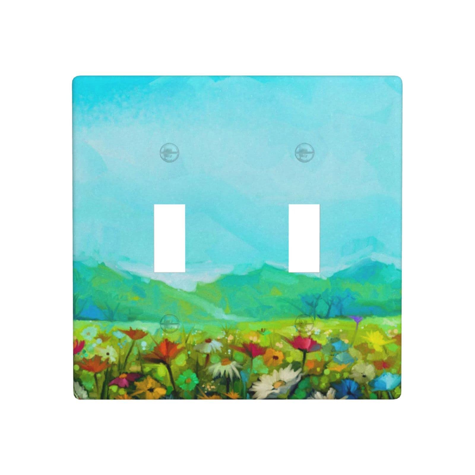 Decorative Daisy Light Switch Cover - Double Toggle 2-Gang Wall Plate for Kitchen & Bedroom - Standard Size - Perfect for Home Decor & Room Renovation