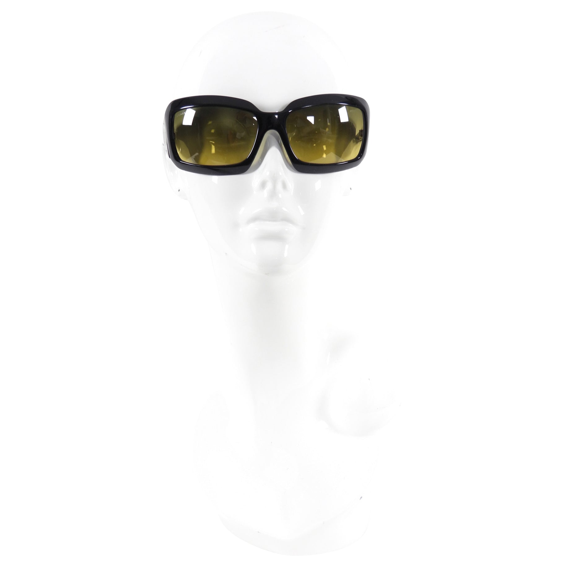 Chanel Black Sunglasses with Mother of Pearl CC Logo & Yellow Lenses - Luxury UV Protection for Women, Perfect for Beach, Driving & Fashion Outfits