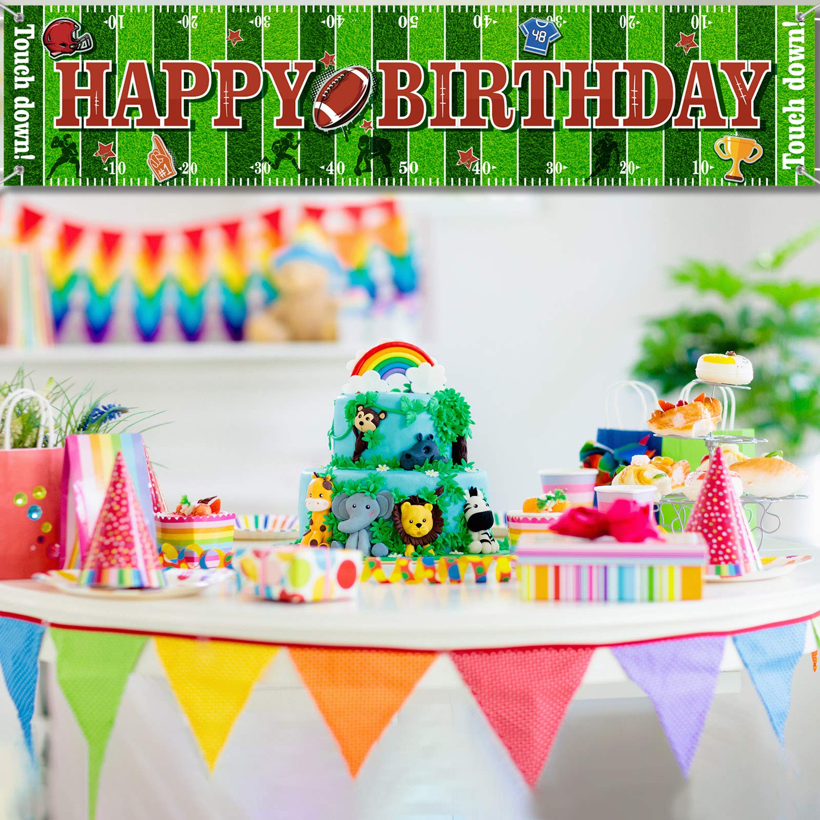 Super Football Game Fan Birthday Party Decorations - 70.8 x 15.7 Inch Sports Themed Backdrop Banner, Favors & Supplies for Kids, Adults, Team Celebrations & Game Day Events