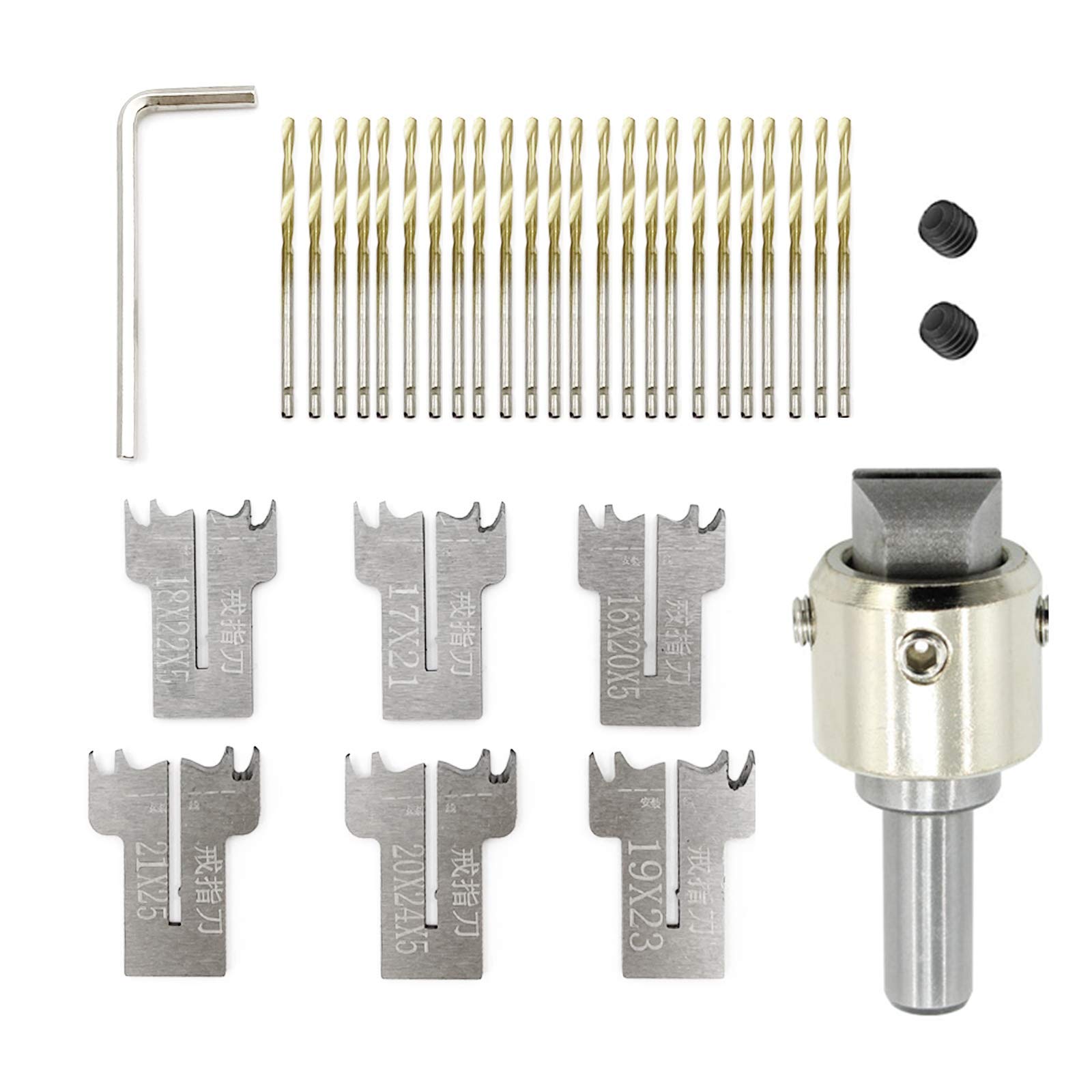 30 Pcs Ring Drill Bit Set - 16-21mm Wood Ring Maker Kit with 6 Blades, 20 Cores & Video Guide - Perfect for DIY Woodworking, Jewelry Making and Craft Projects