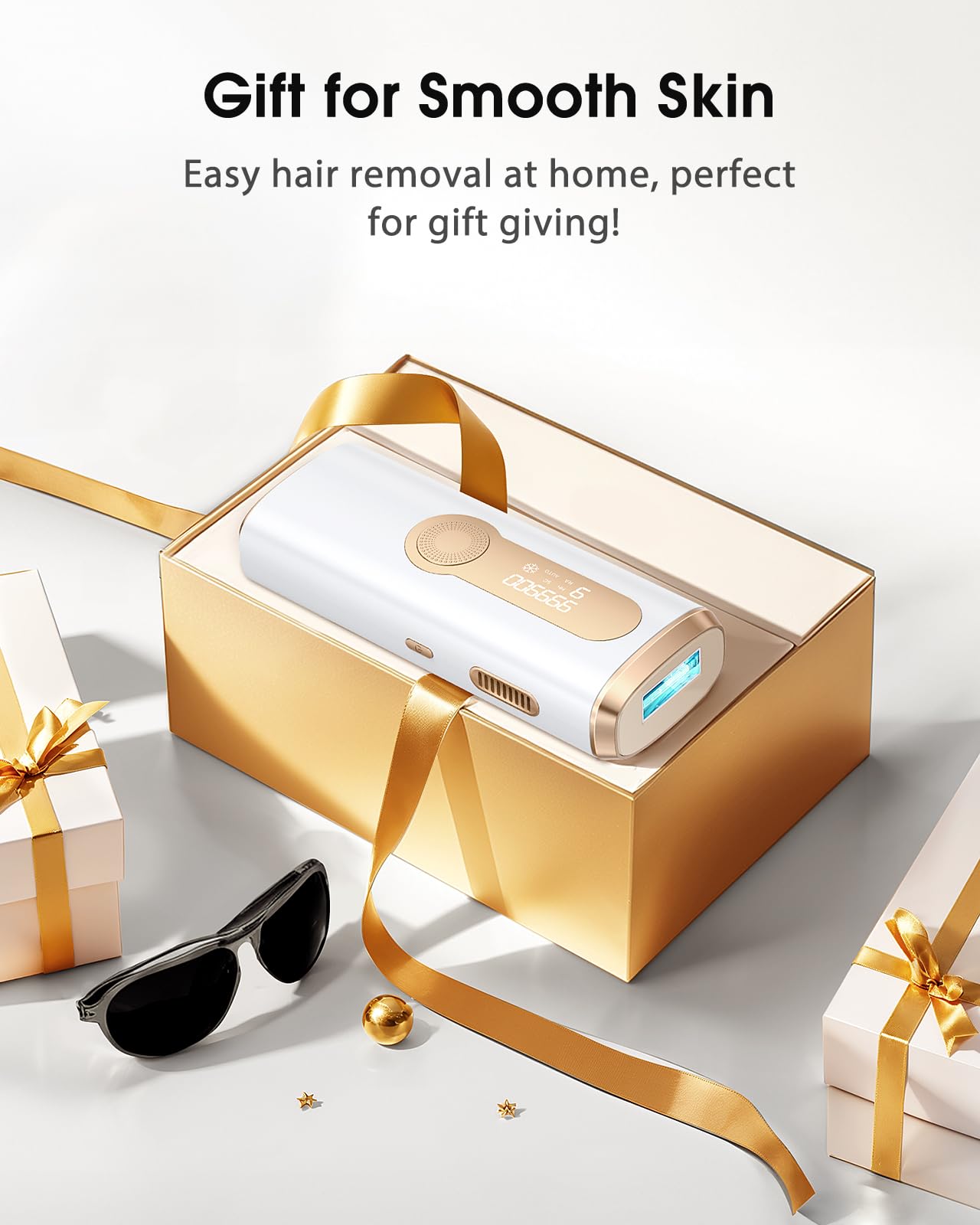 IPL Laser Hair Removal Device with Ice-Cooling System - Painless & Long-Lasting At-Home Hair Remover for Women & Men - Safe for Face, Legs, Arms, Bikini Line & Body - Perfect for Smooth Skin All Year Round