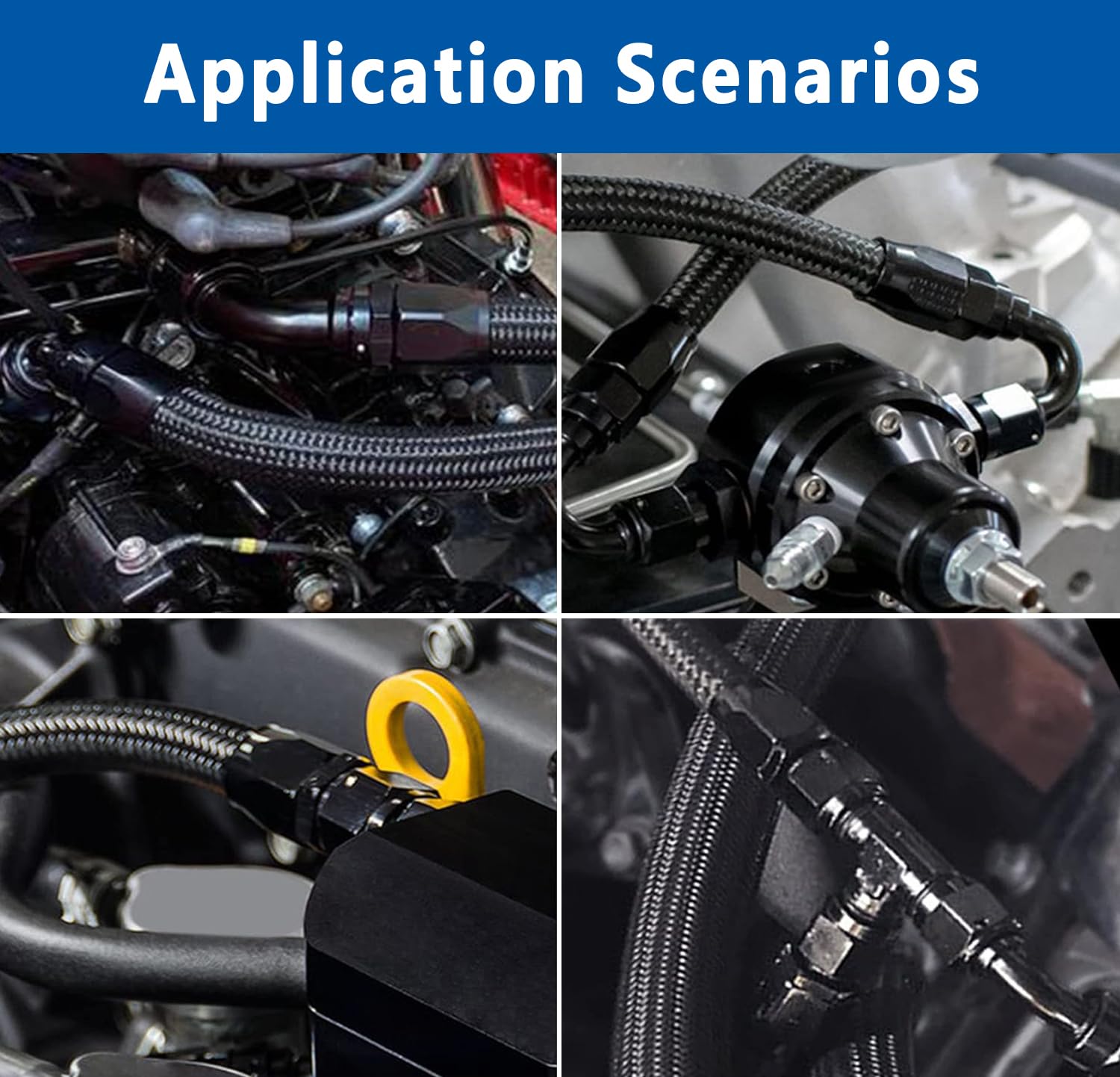 LokoCar 12AN 0° Straight Swivel Fitting for CPE Braided Hose - 2Pcs Black - Perfect for Hydraulic & Fuel Systems