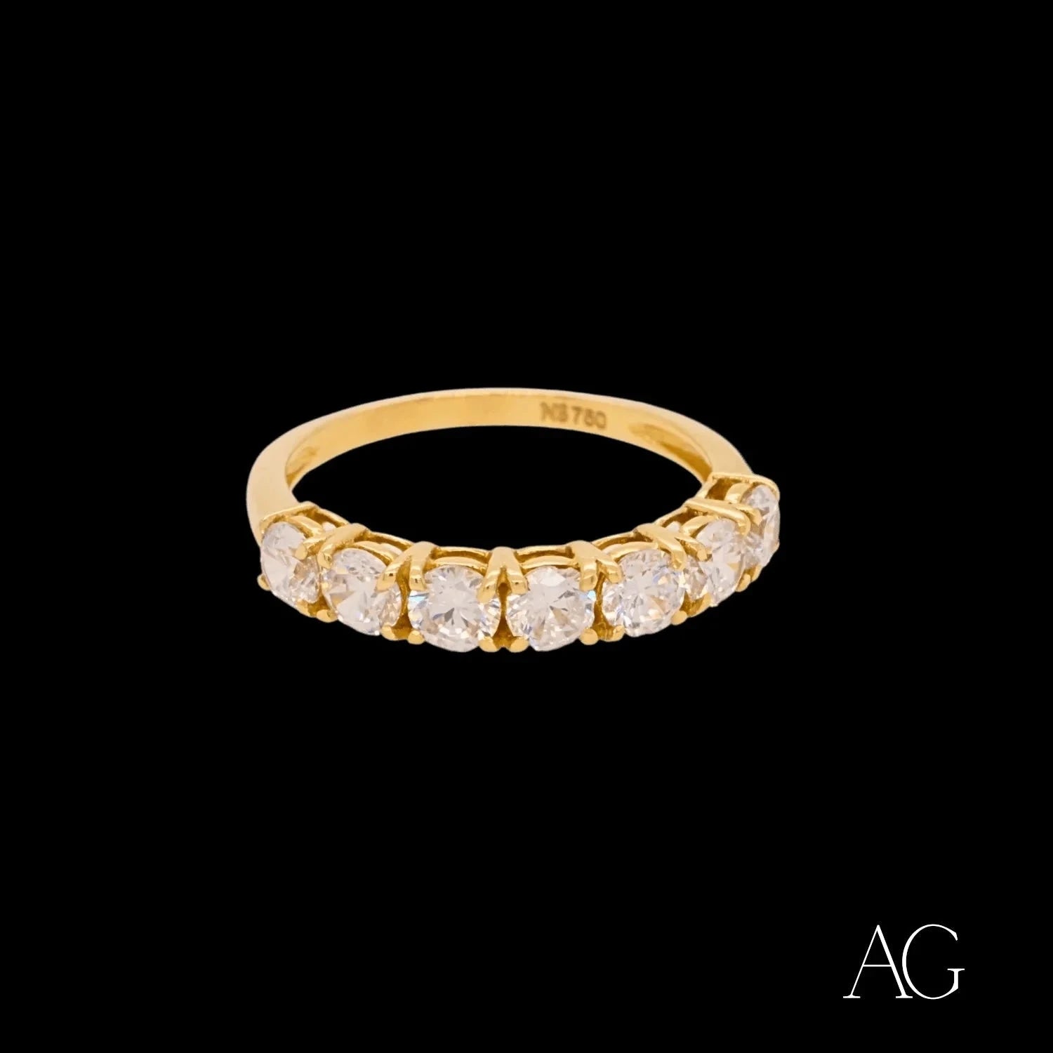 18k Gold CZ Half Band Ring for Women - Elegant Cubic Zirconia Wedding Ring - Perfect for Engagement, Anniversary & Everyday Wear