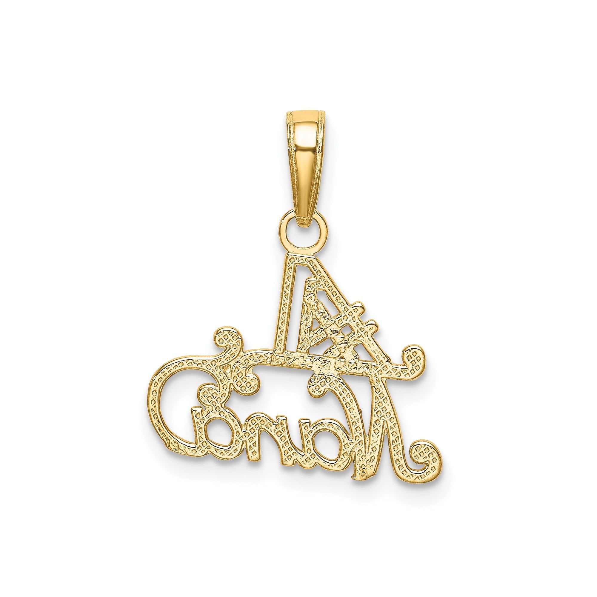 14K Yellow Gold #1 Nana Words Pendant Necklace for Women - Solid Cast Charm Jewelry with Polished Textured Design - Valentine's Day Gift, Mother's Day Present, Birthday Gift (20mm x 19mm) - Perfect for Everyday Wear, Special Occasions & Gift Giving