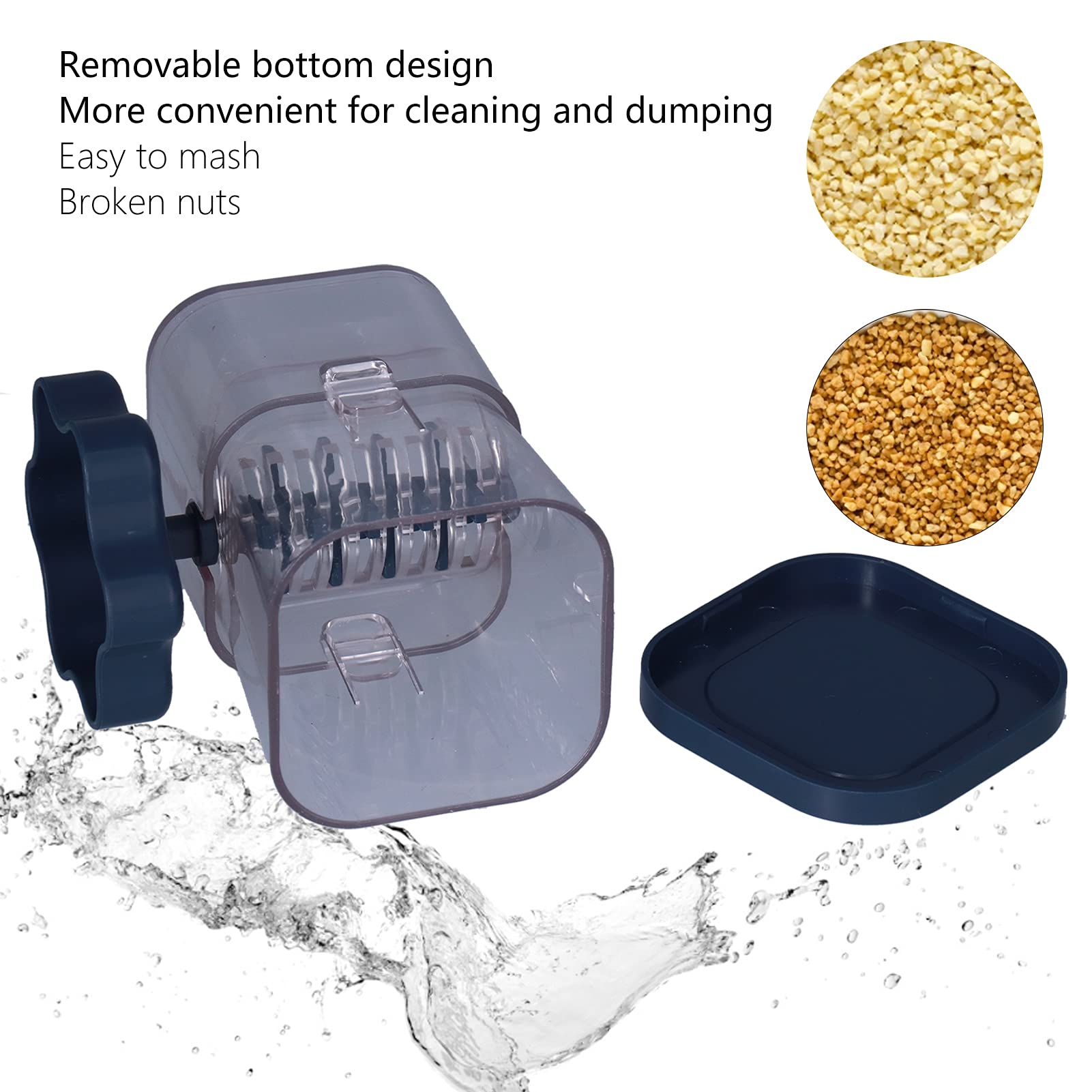 OUKENS Manual Nut Chopper Grinder - Easy to Clean Hand Crank for Almonds, Hazelnuts, Pecans (Navy Blue) | Perfect for Baking, Cooking & Meal Prep