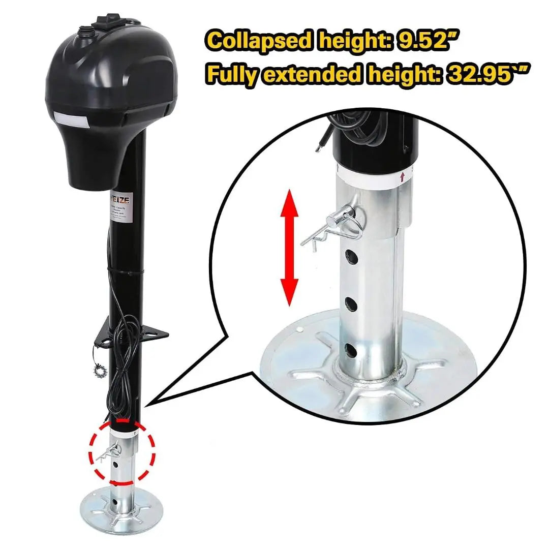 3500 Lbs Heavy Duty Electric RV Trailer Tongue Jack with 600D Polyester Cover, 23 5/8