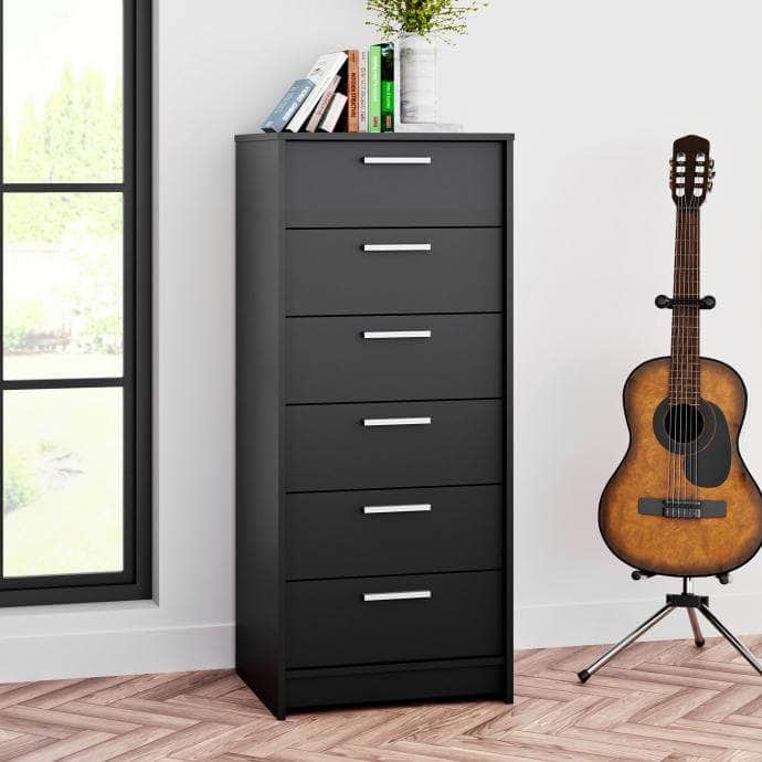 Studio Essentials 6-Drawer Tall Chest Dresser - 2 Color Options for Bedroom & Office Storage Organization