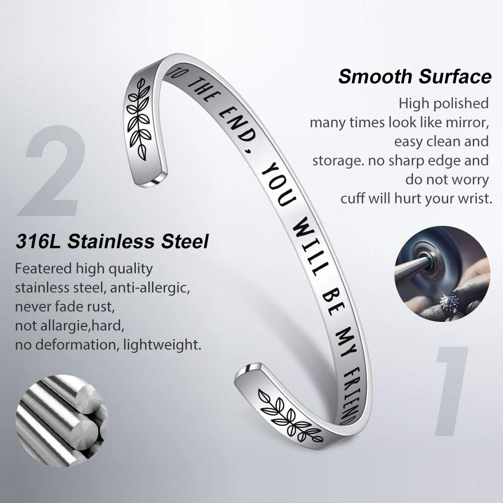 Inspirational Engraved Quote Bracelet for Women - Stainless Steel Motivational Jewelry Gift for Best Friend, Daughter, Son, Sister, Niece, Mom & Coworkers - Perfect for Birthdays, Christmas & Everyday Encouragement