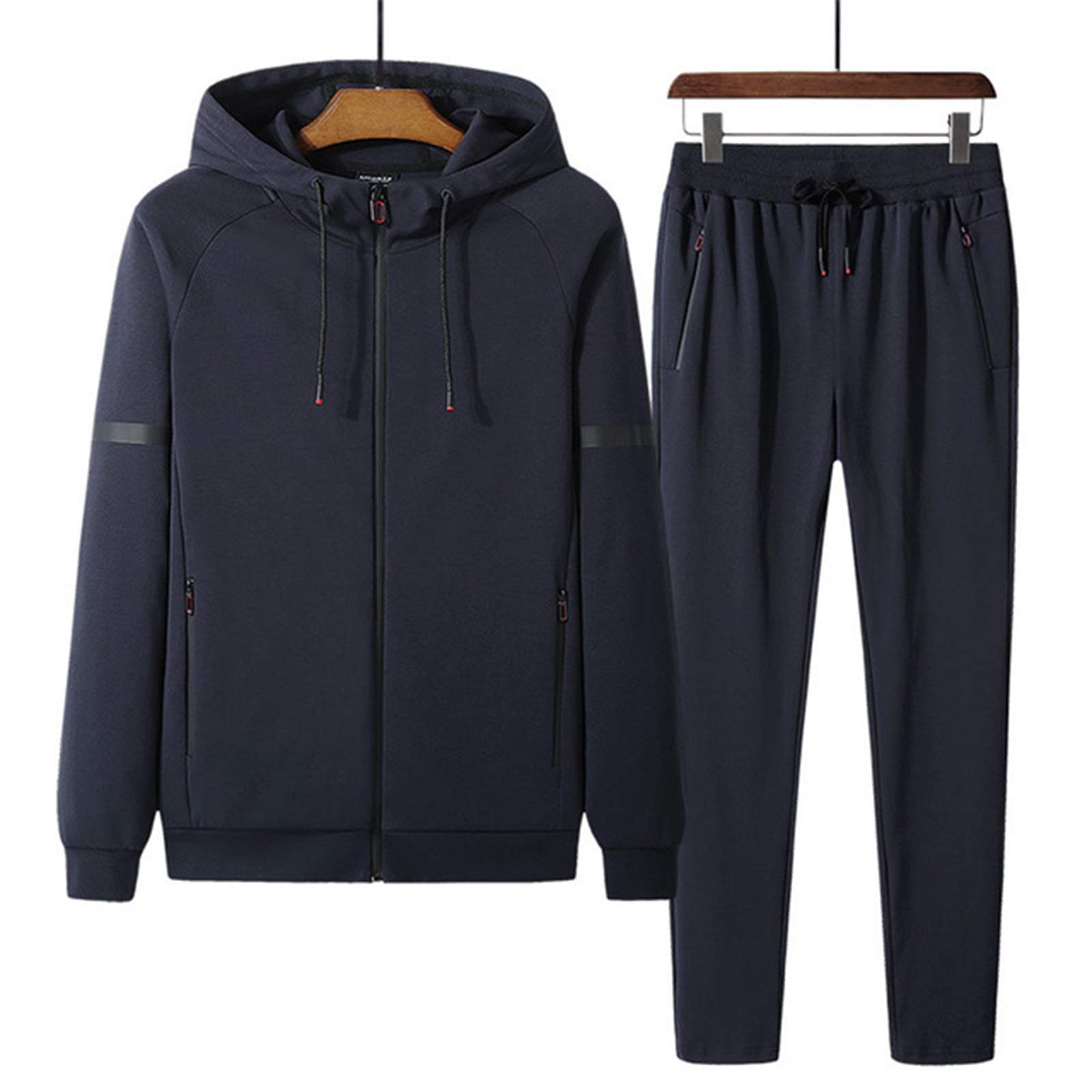 Men's Winter Warm Hooded Tracksuit 2-Piece Set - Casual Sweatsuit for Running, Gym, Lounge & Outdoor Activities